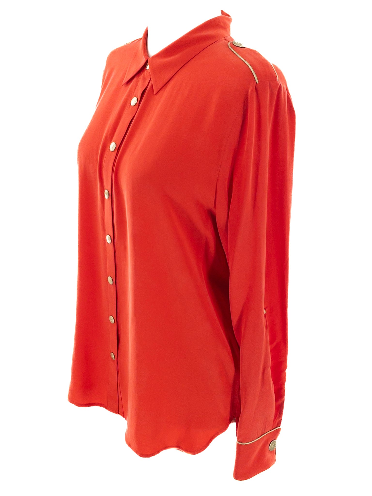 Pierre Balmain Poppy Silk Long Sleeve Size 10 Blouse