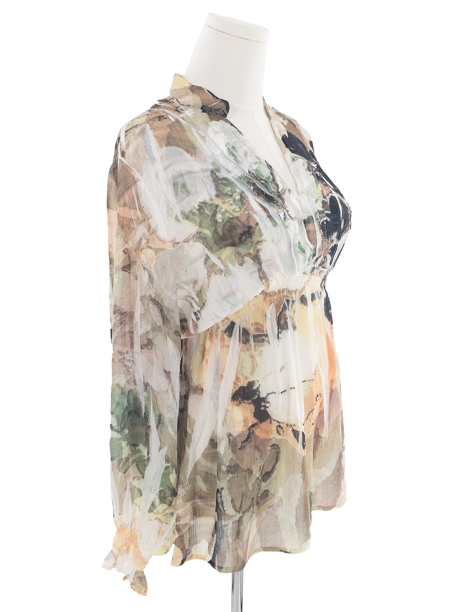 Mushka by Sienna Rose Multi-Color Print Polyester Long Sleeve Size L Blouse
