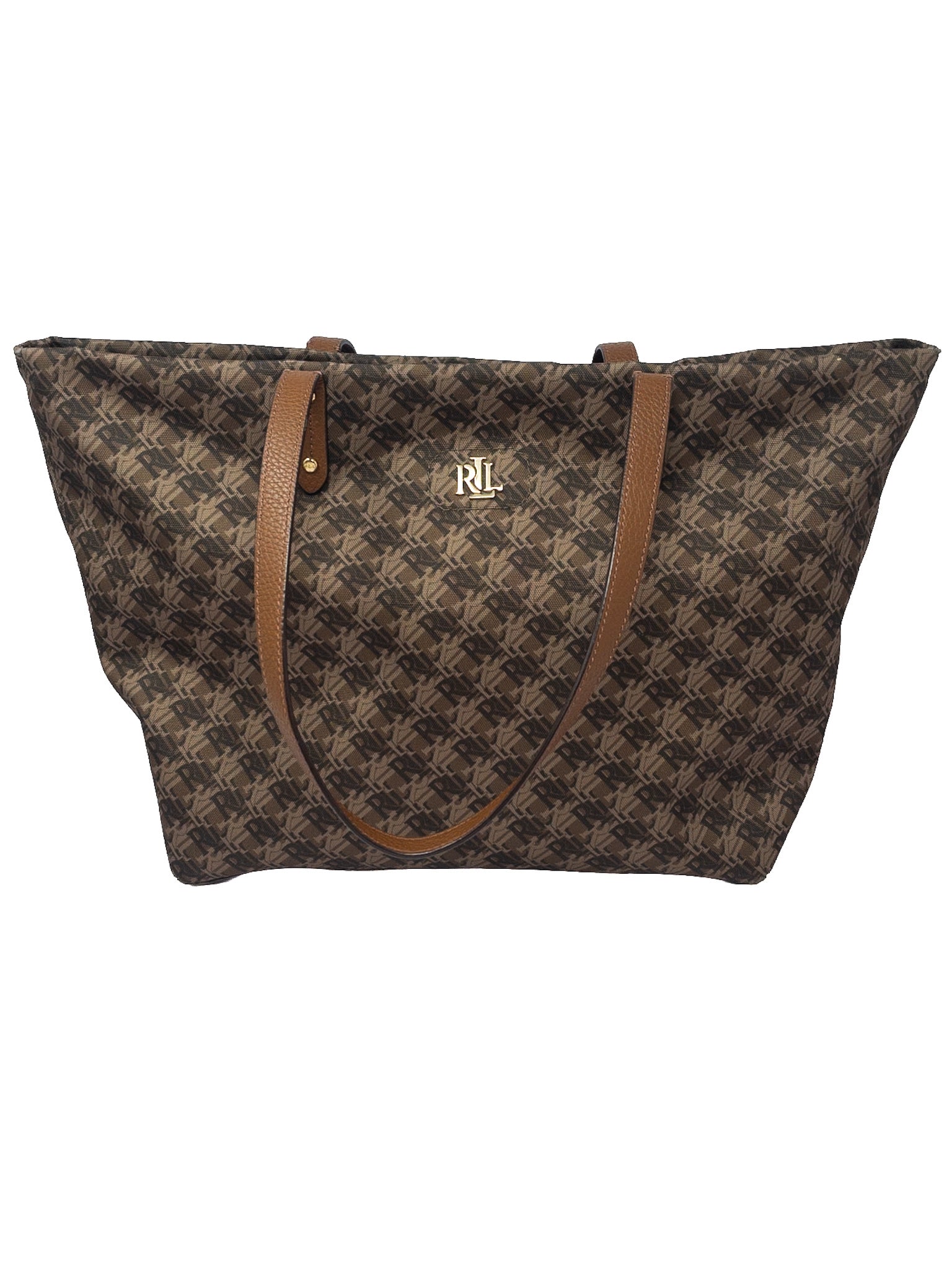 Ralph Lauren Brown Logo Canvas Tote