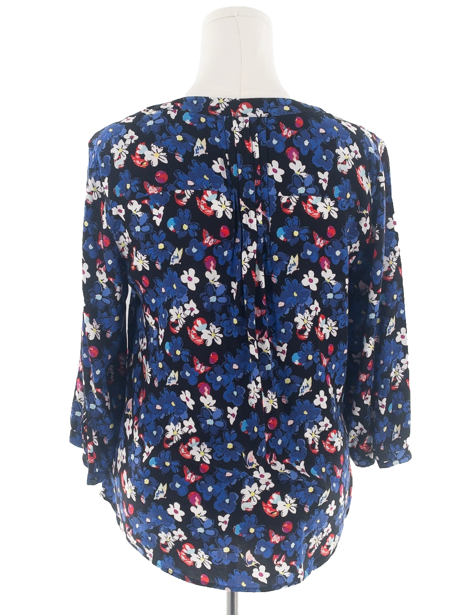 Talbots Black Multi Floral Rayon 3/4 Sleeve Size XL Blouse
