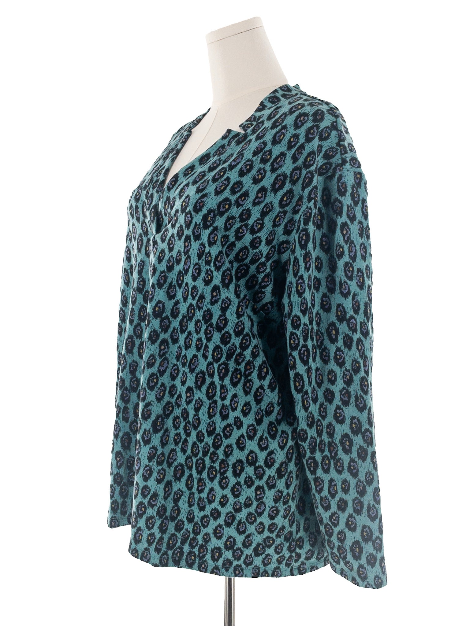 Nic & Zoe Blue Black Cheetah Print Polyester Blend Size 3X Sweatshirt