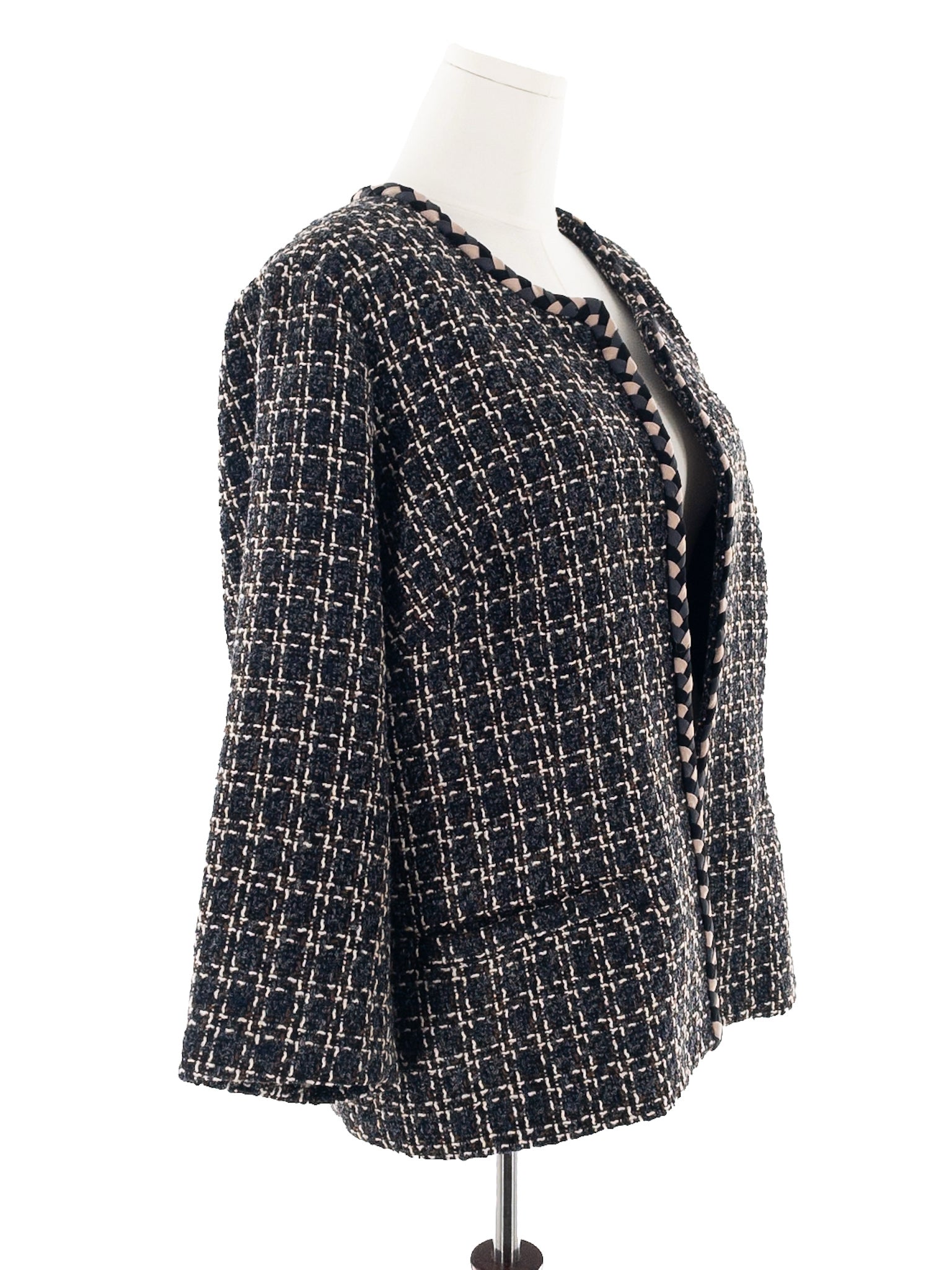 Isaac Mizrahi Charcoal Tan Plaid Wool Blend Size 20W Blazer