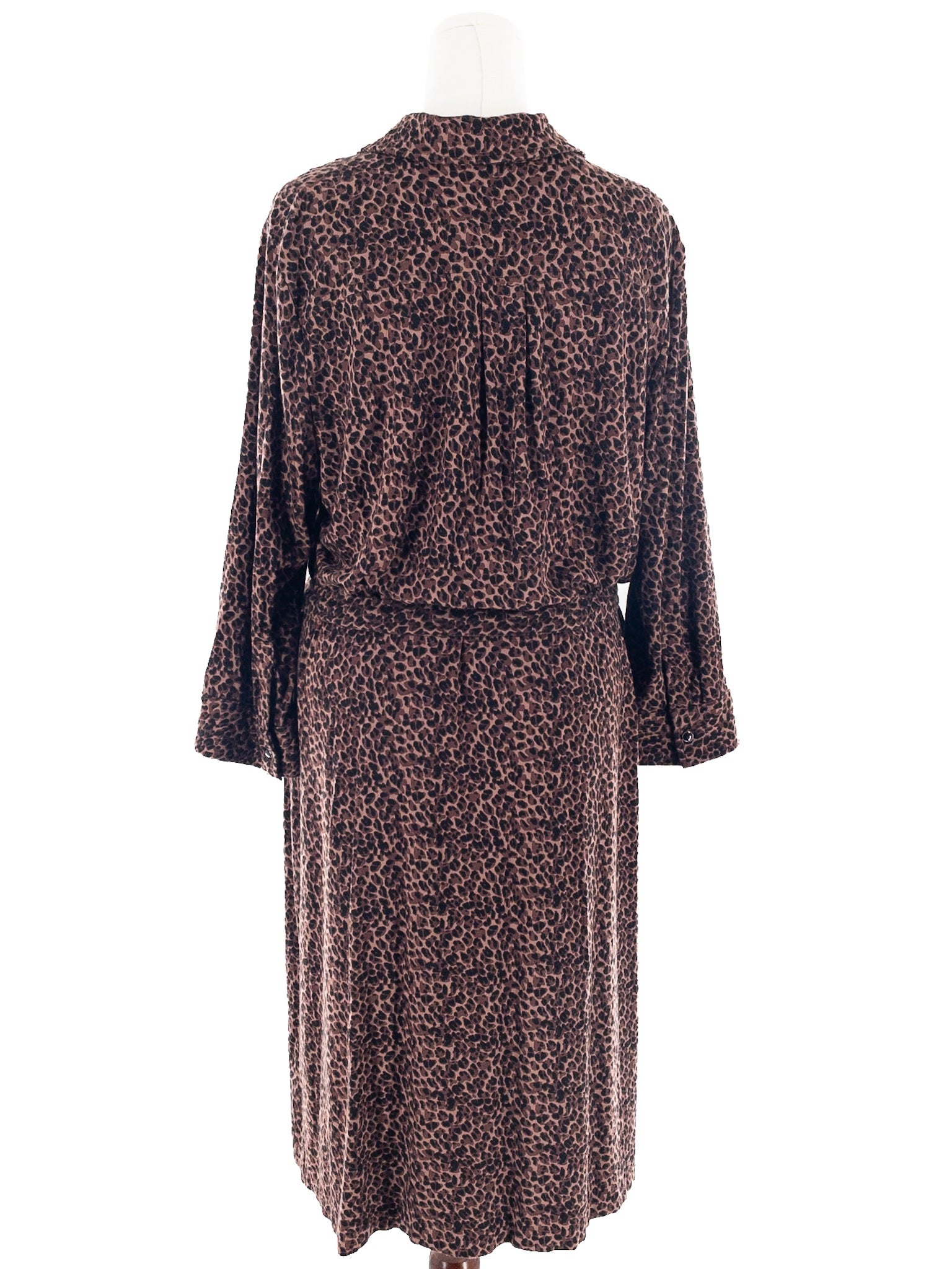 Talbots Brown Black Animal Print Rayon Blend Long Sleeve Size 2X Dress
