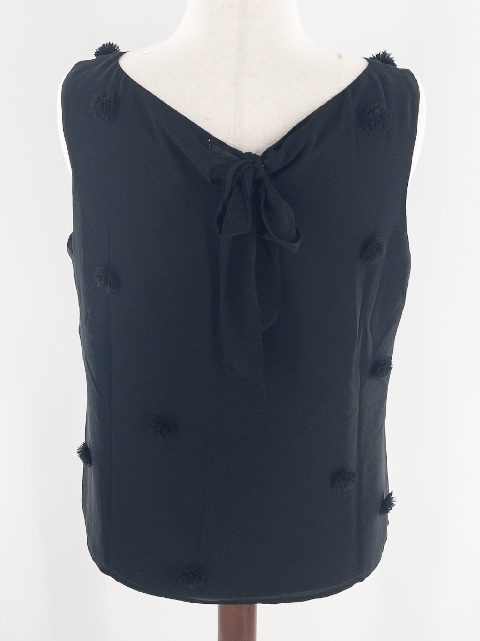 Talbots Black Embellished Polyester Sleeveless Size L Blouse