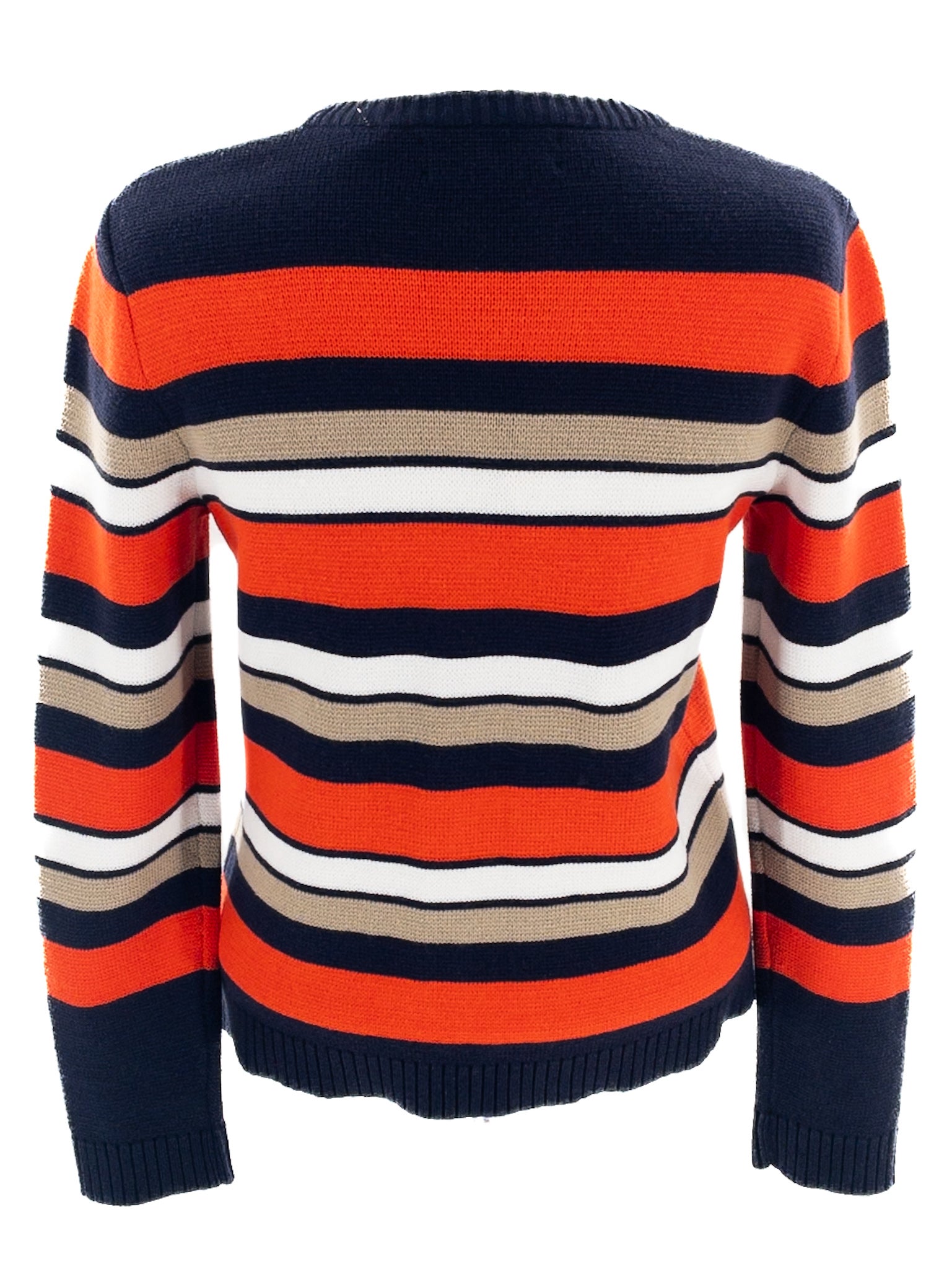 Jones New York Navy Orange Stripe Cotton Blend Size S Cardigan
