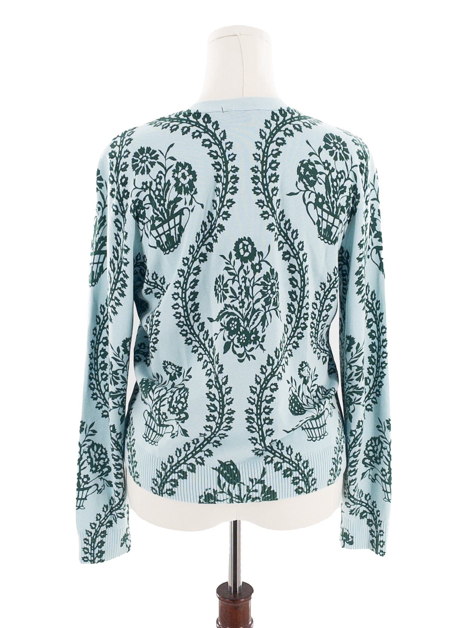 Talbots Blue Green Print Polyester Blend Size L Cardigan