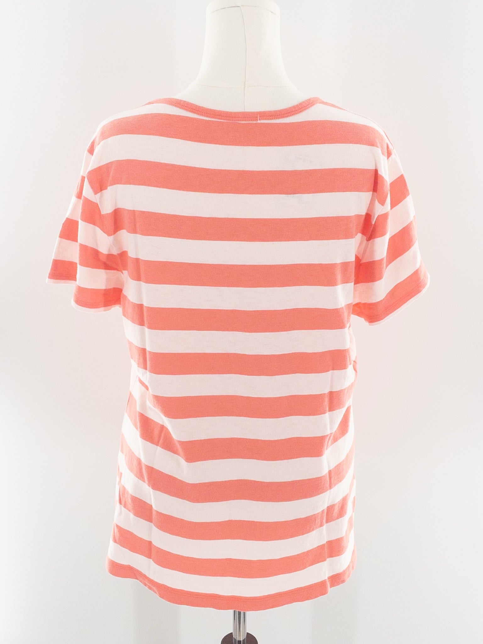 J Crew Coral Pink Stripe Cotton Short Sleeve Size XXL T Shirt