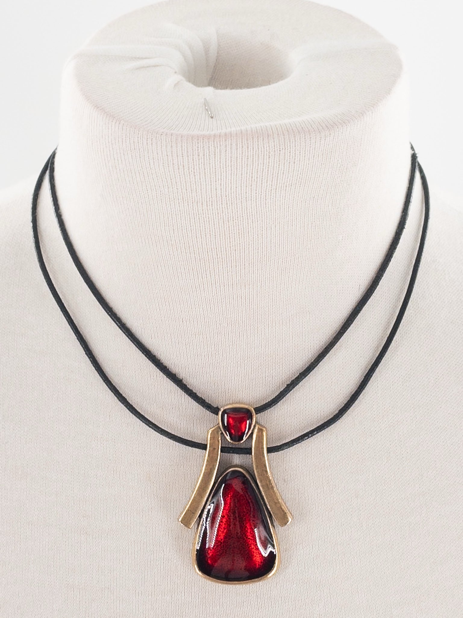 Chicos Red Gold Necklaces