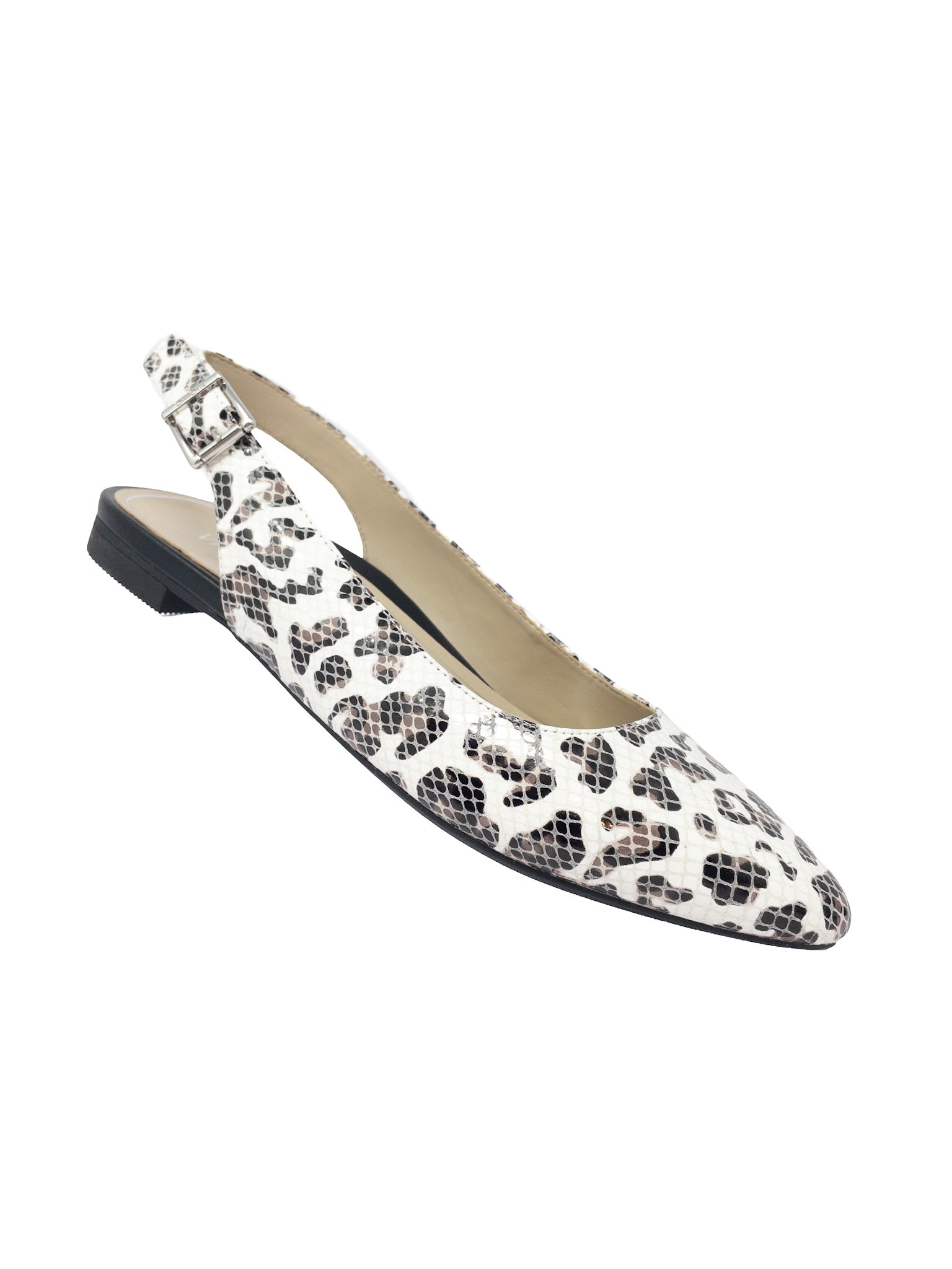 Vionic White Gray Snake Print Leather 7.5 Flats