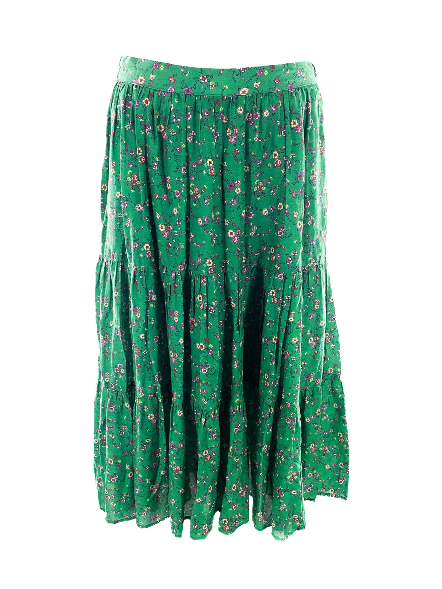 Xirena Green Multi Floral Silk Blend Size S Skirt