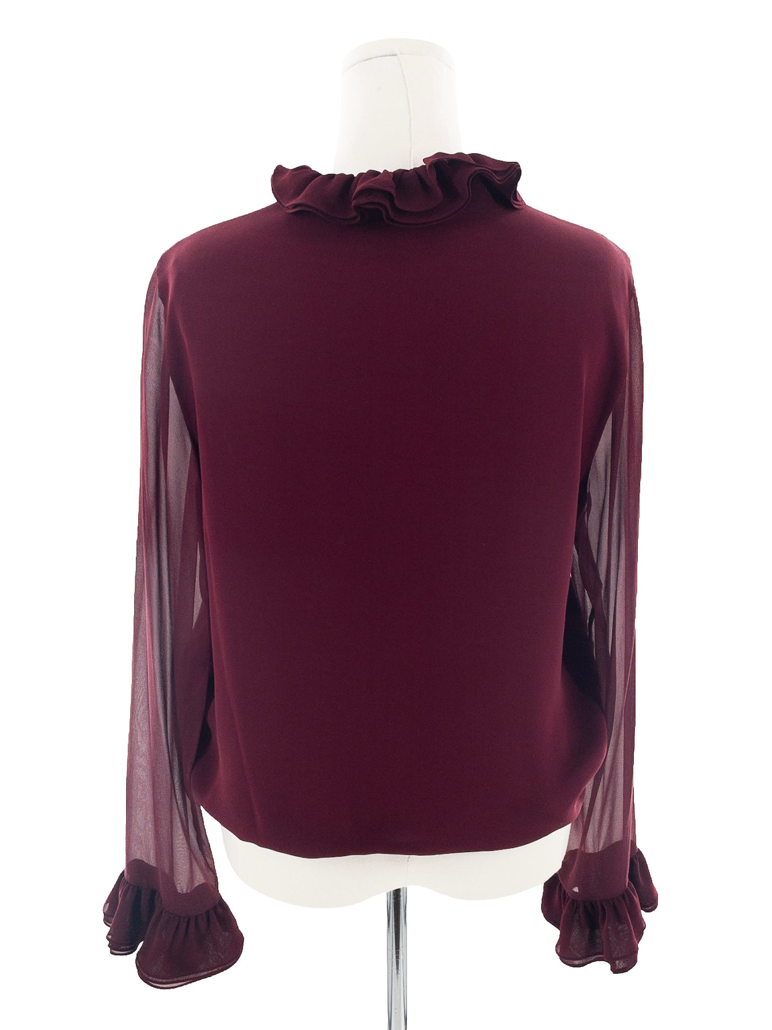 Elie Tahari Wine Silk Long Sleeve Size L Blouse