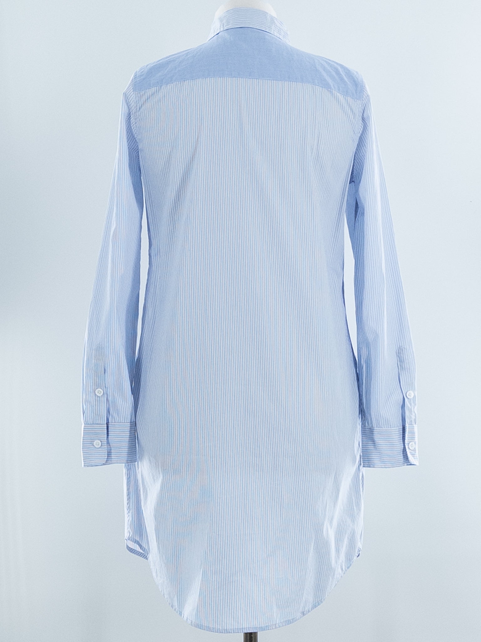 Equipment Blue White Pinstripe Cotton Long Sleeve Size S Dress