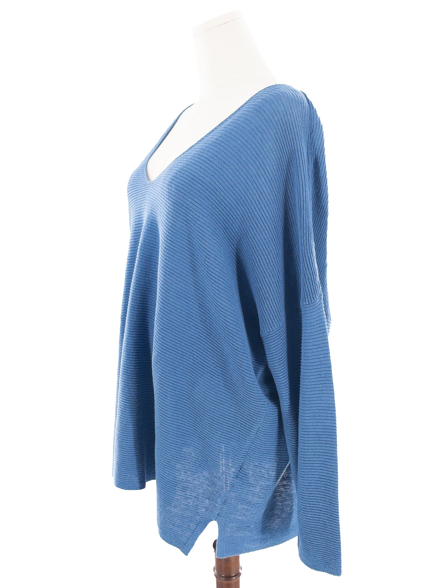 Eileen Fisher Blue Ribbed Linen Blend Size 2X Sweaters