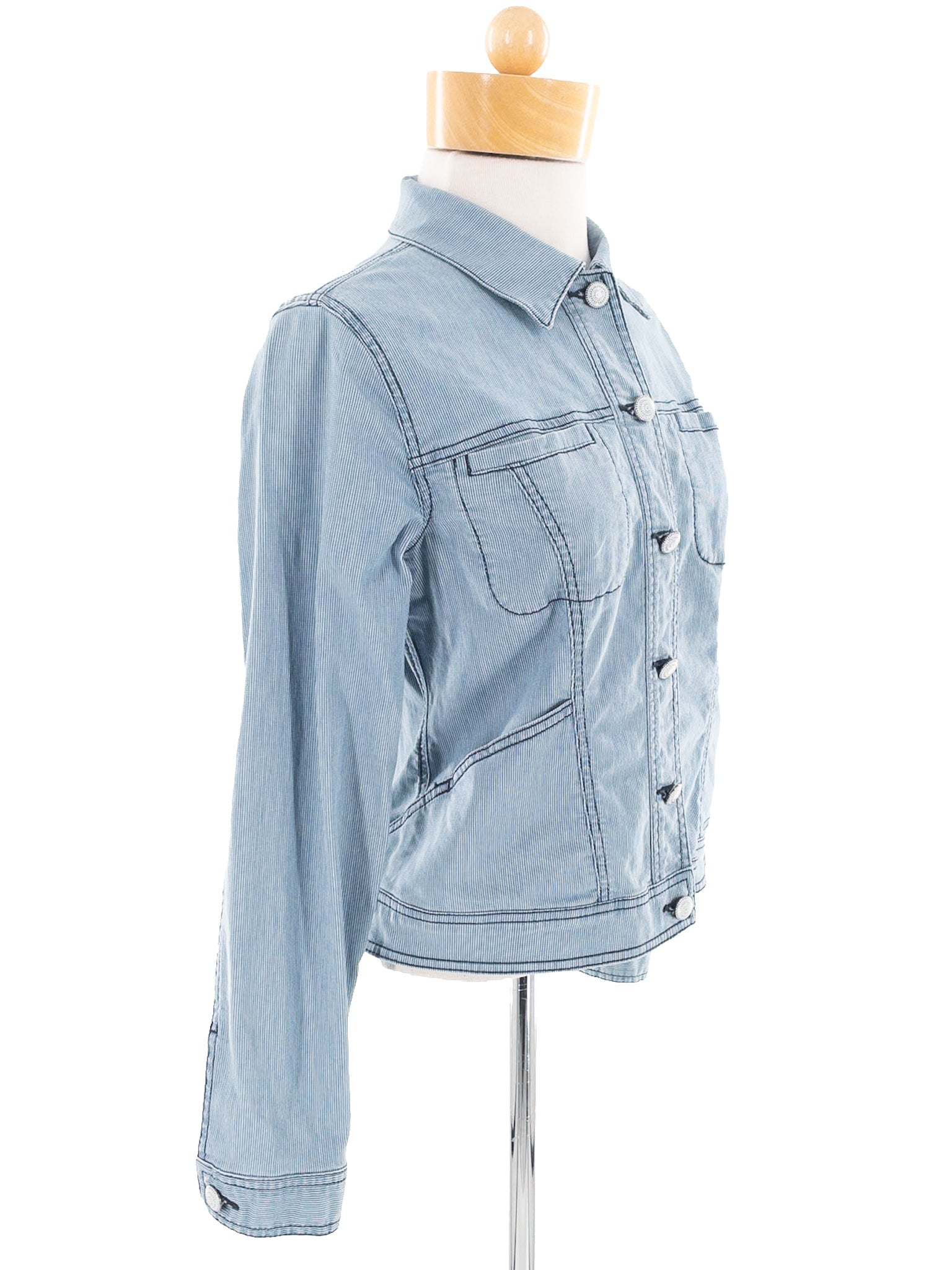 Cabi Blue White Checkered Denim Size S Blazer