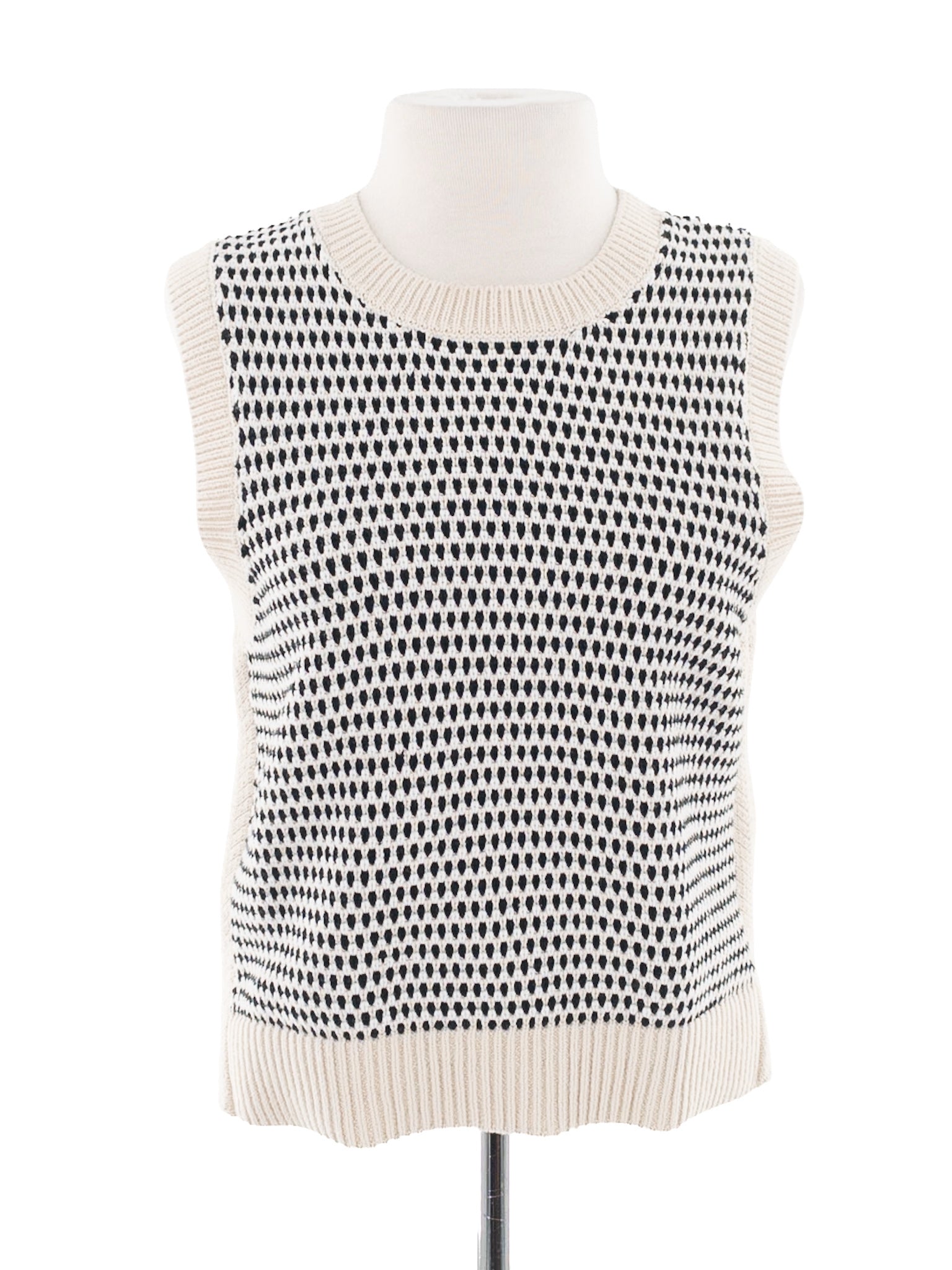 Varley Ivory Black Knit Cotton Blend Size S Sweater Vest