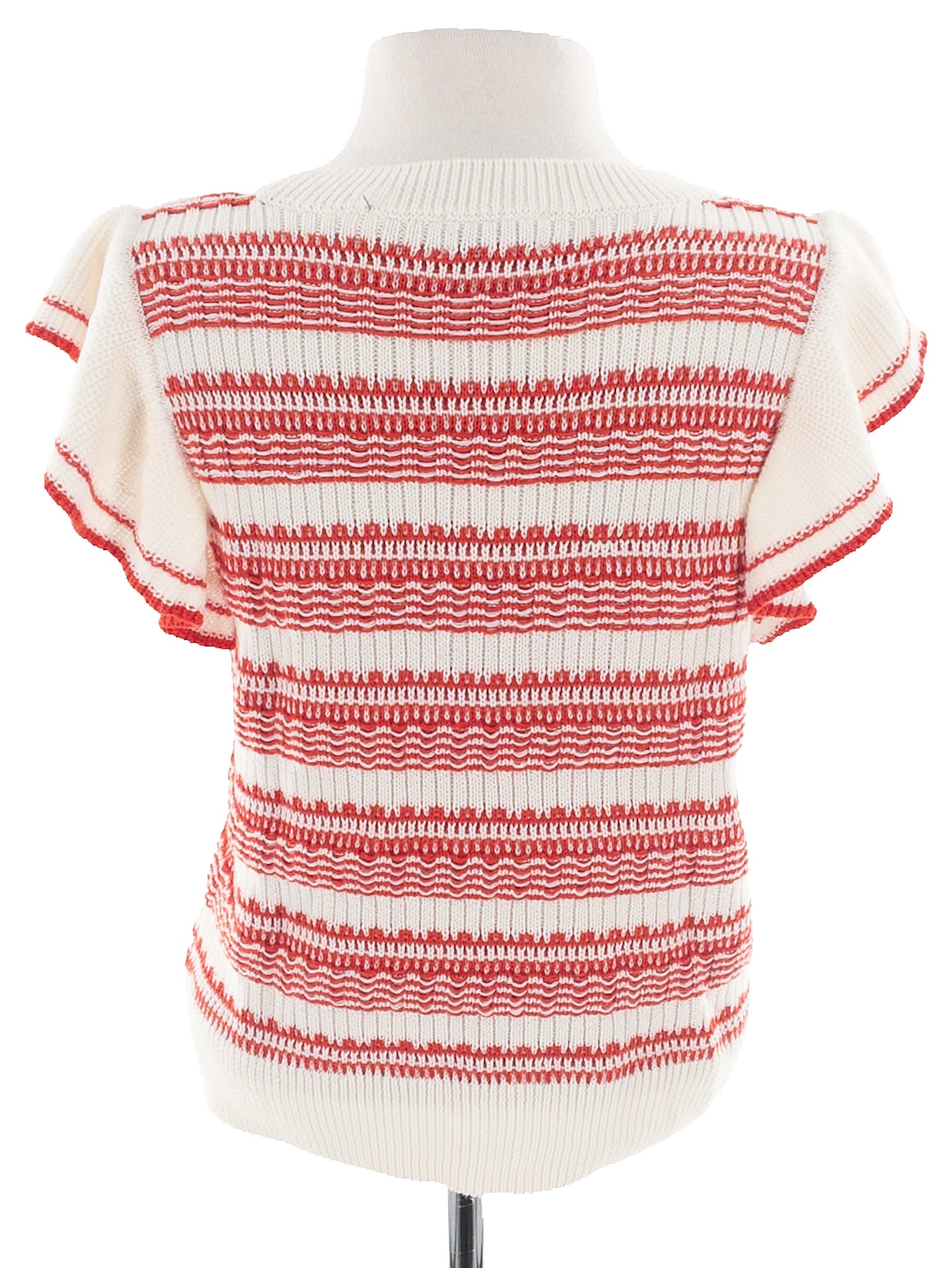 Evereve Cream Red Print Cotton Blend Size M Sweaters
