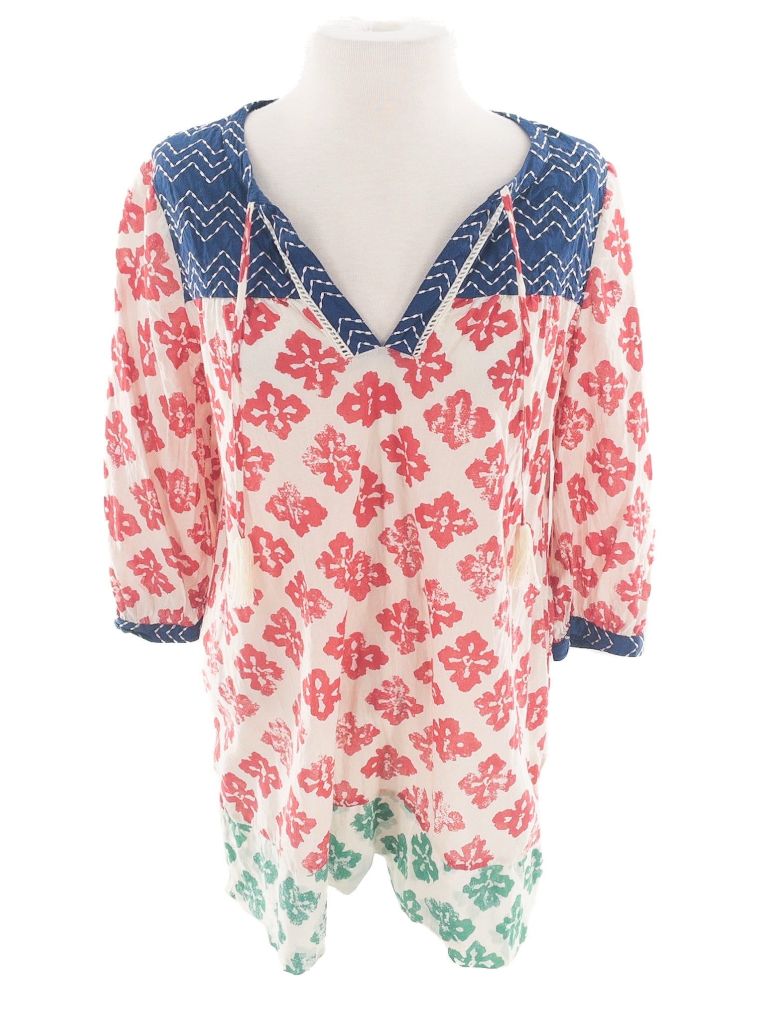 Multi-Color Print Cotton Size S Tunic