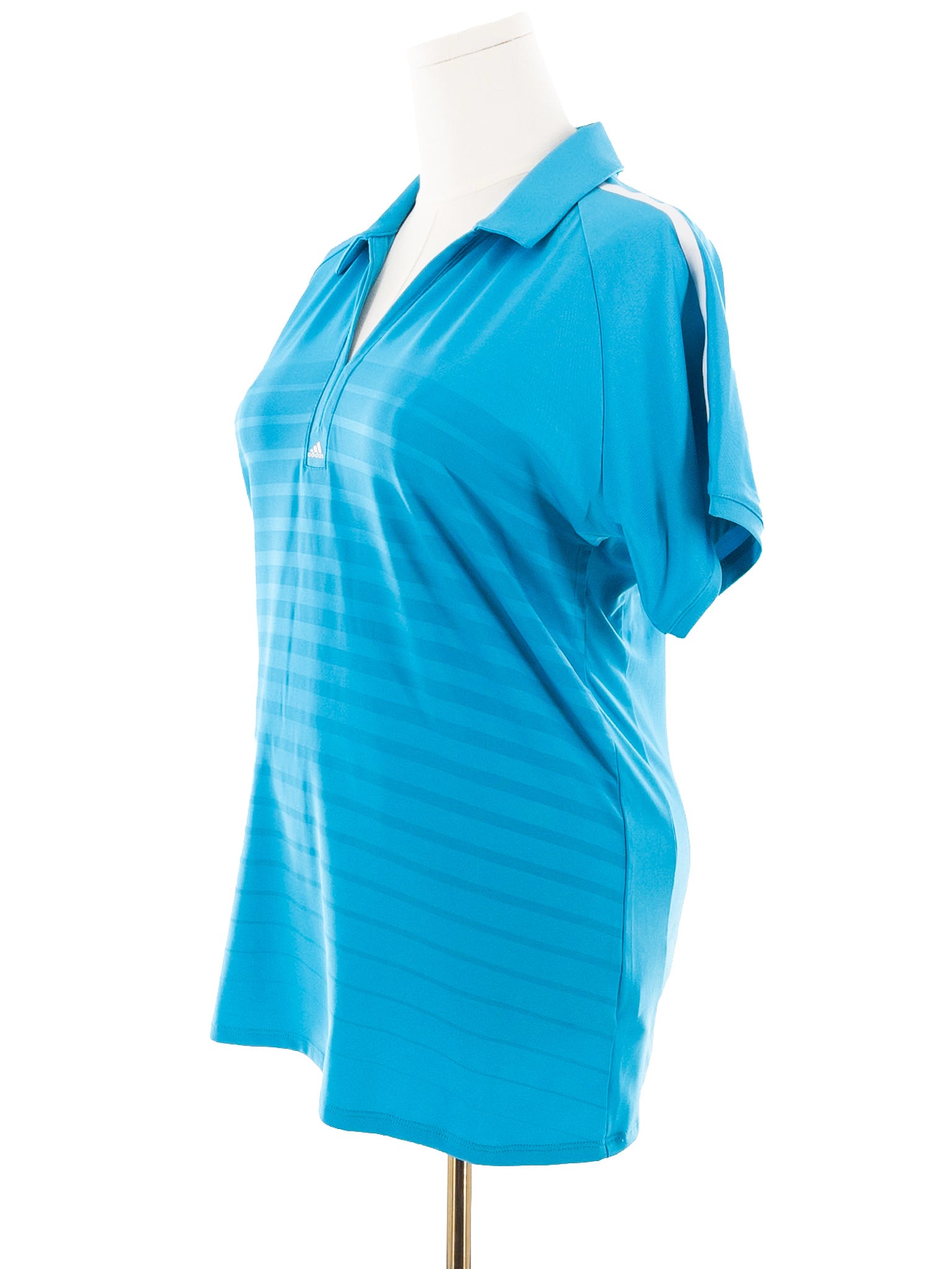 Adidas Turquoise Stripe Polyester Blend Size L T Shirts/Active