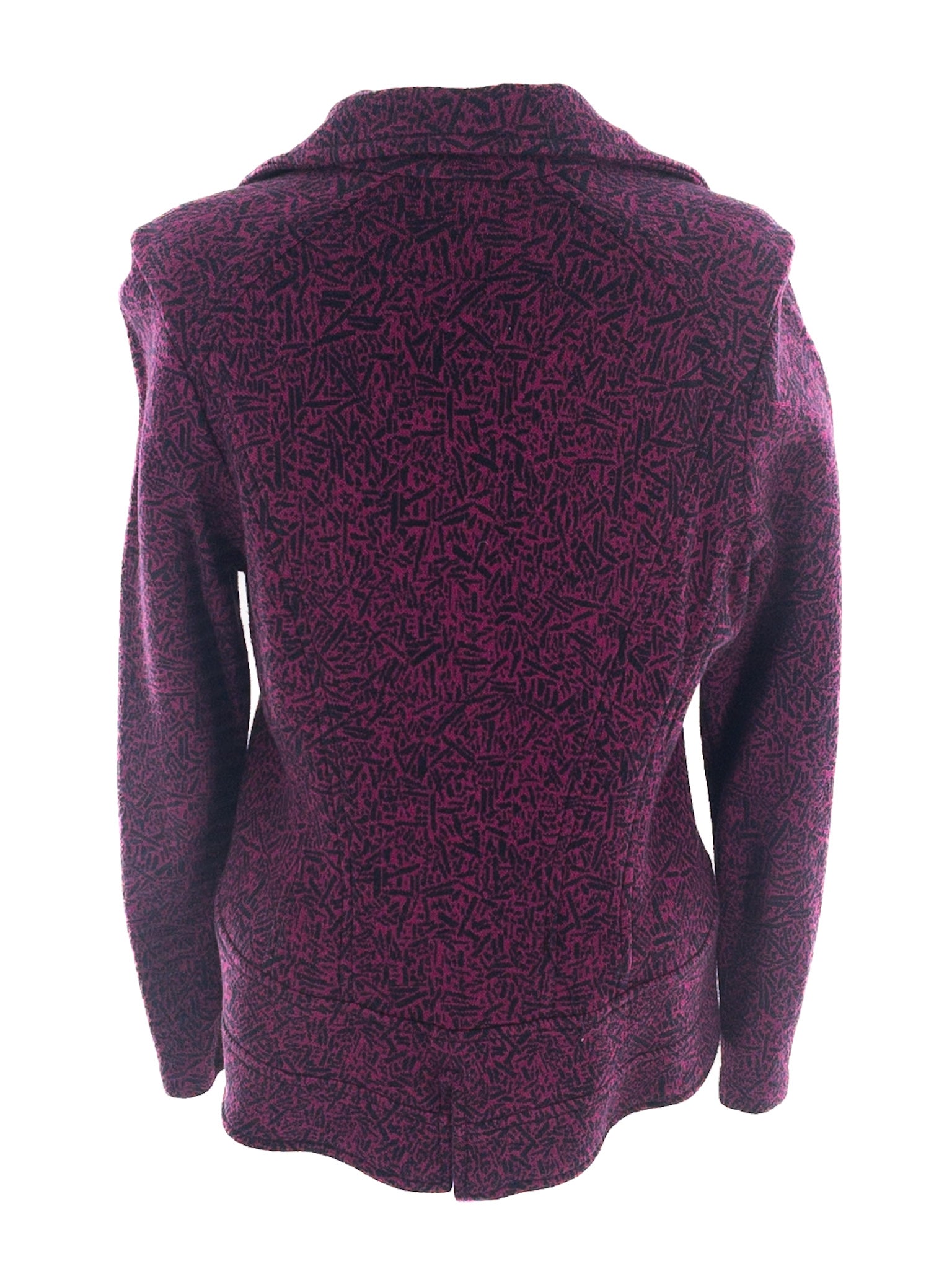 Nic & Zoe Fuschia Black Print Cotton Blend Size L Blazer