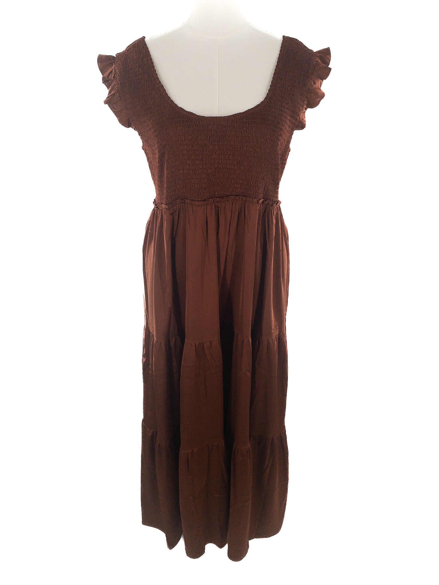 Natural Life Brown Tiers Polyester Sleeveless Size XL Dress