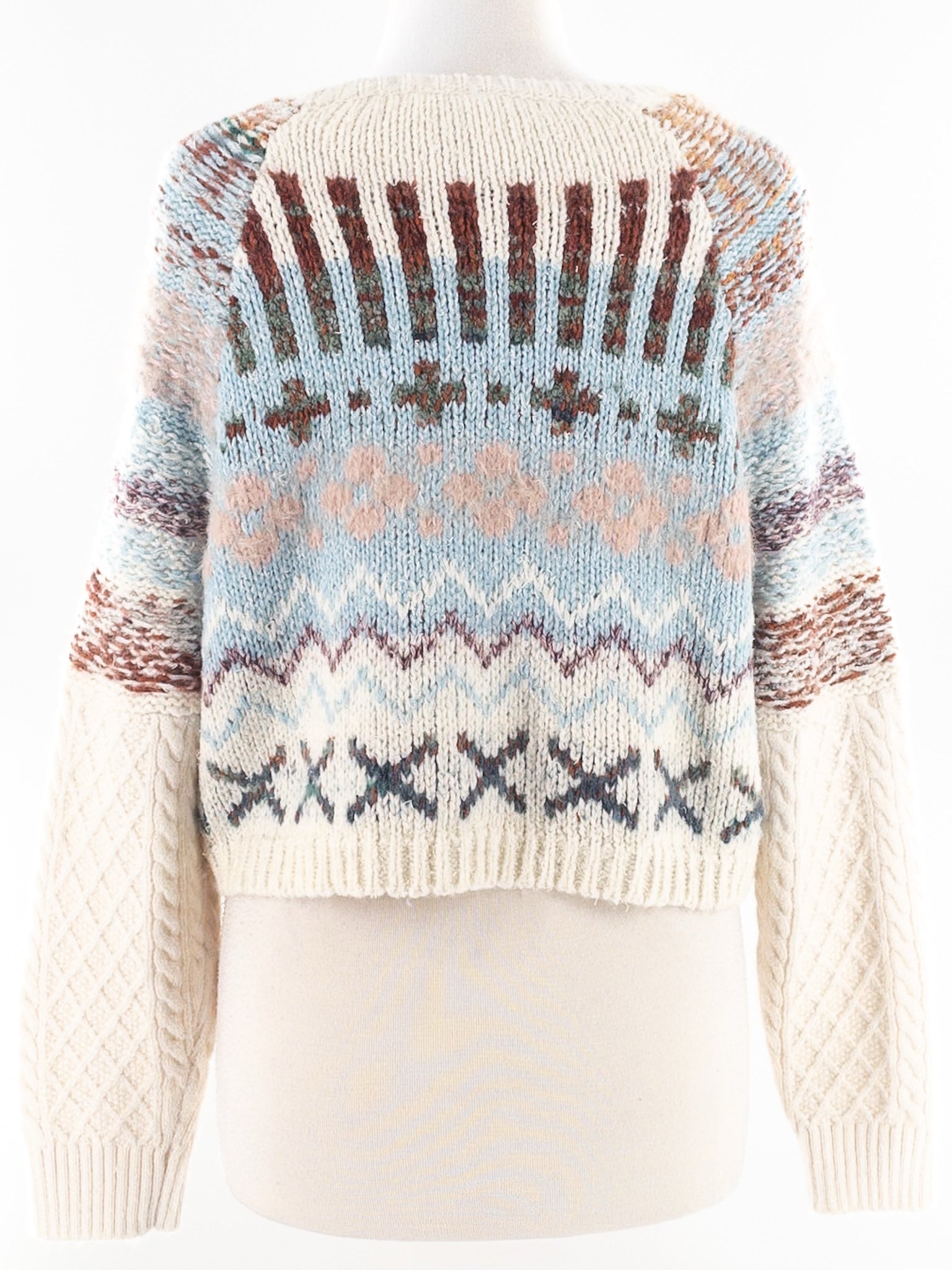 Free People Ivory Multi Fair Isle Acrylic Blend Size XS/S Sweaters