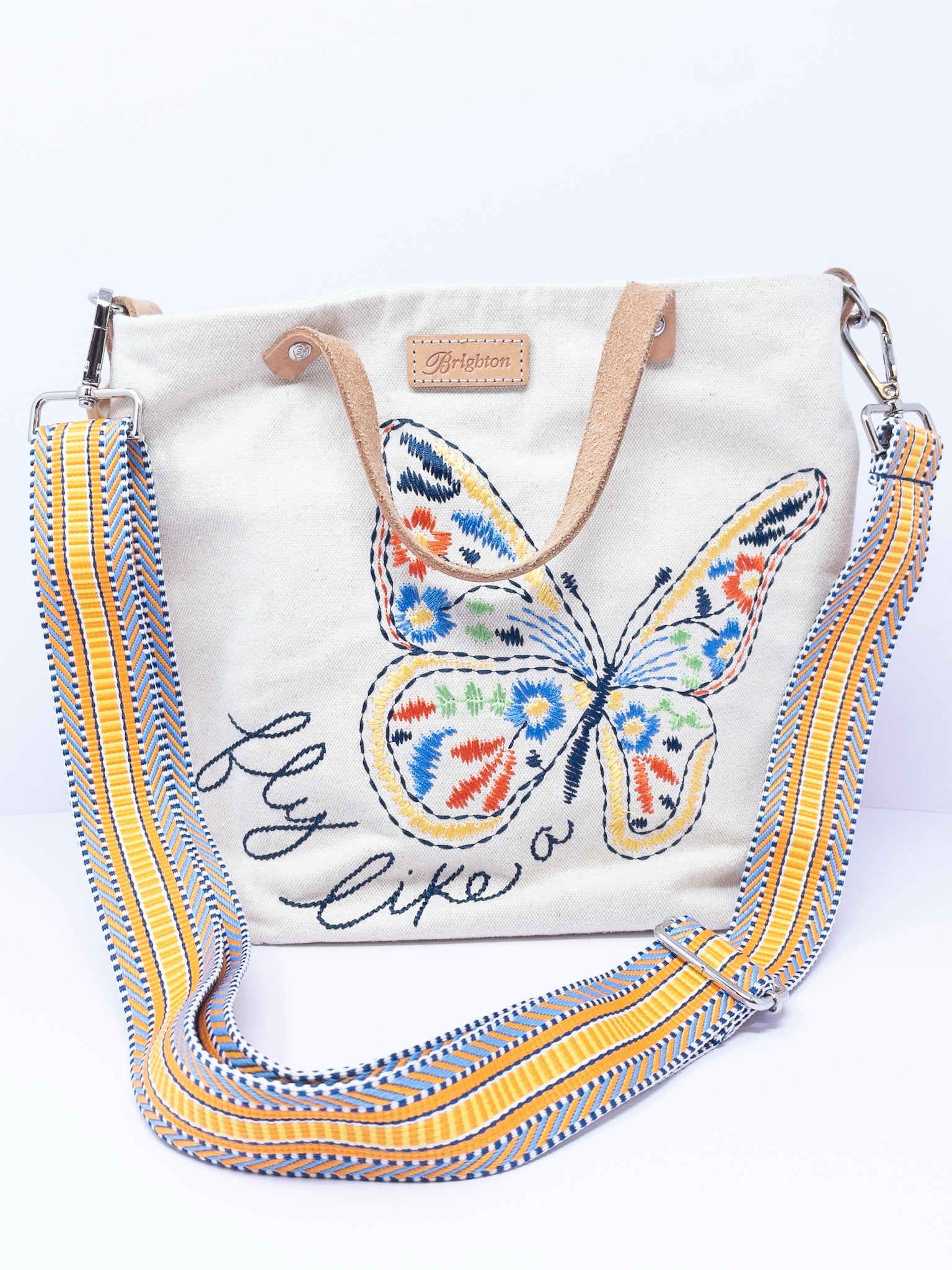 Brighton Ivory Multi Embroidered Canvas Purse