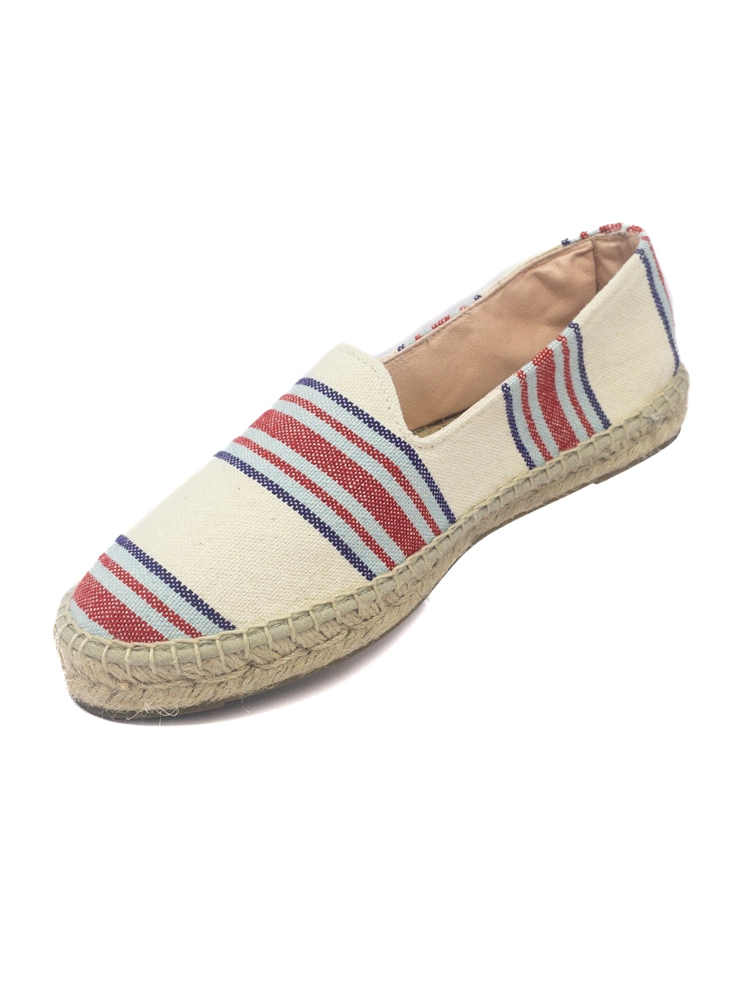 Manebi Cream Red Stripe Fabric 7.5 Shoes