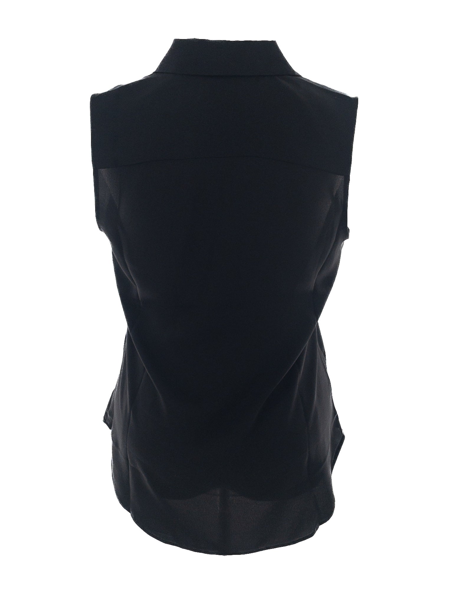 Ann Taylor Black Button Down Polyester Sleeveless Size M Blouse