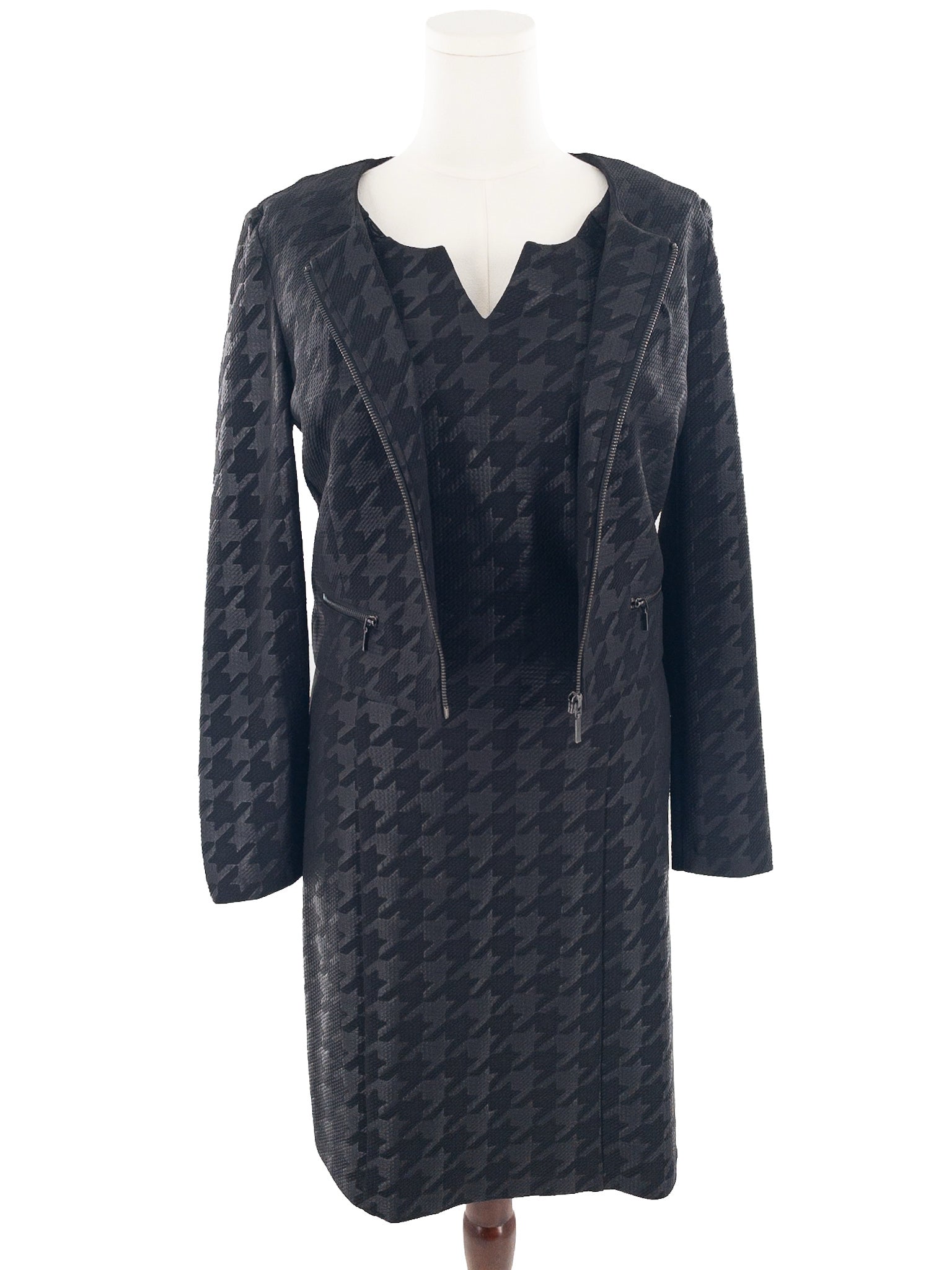 Tribal Black Gray Texture Polyester Blend Sleeveless Size 8 Dress Set