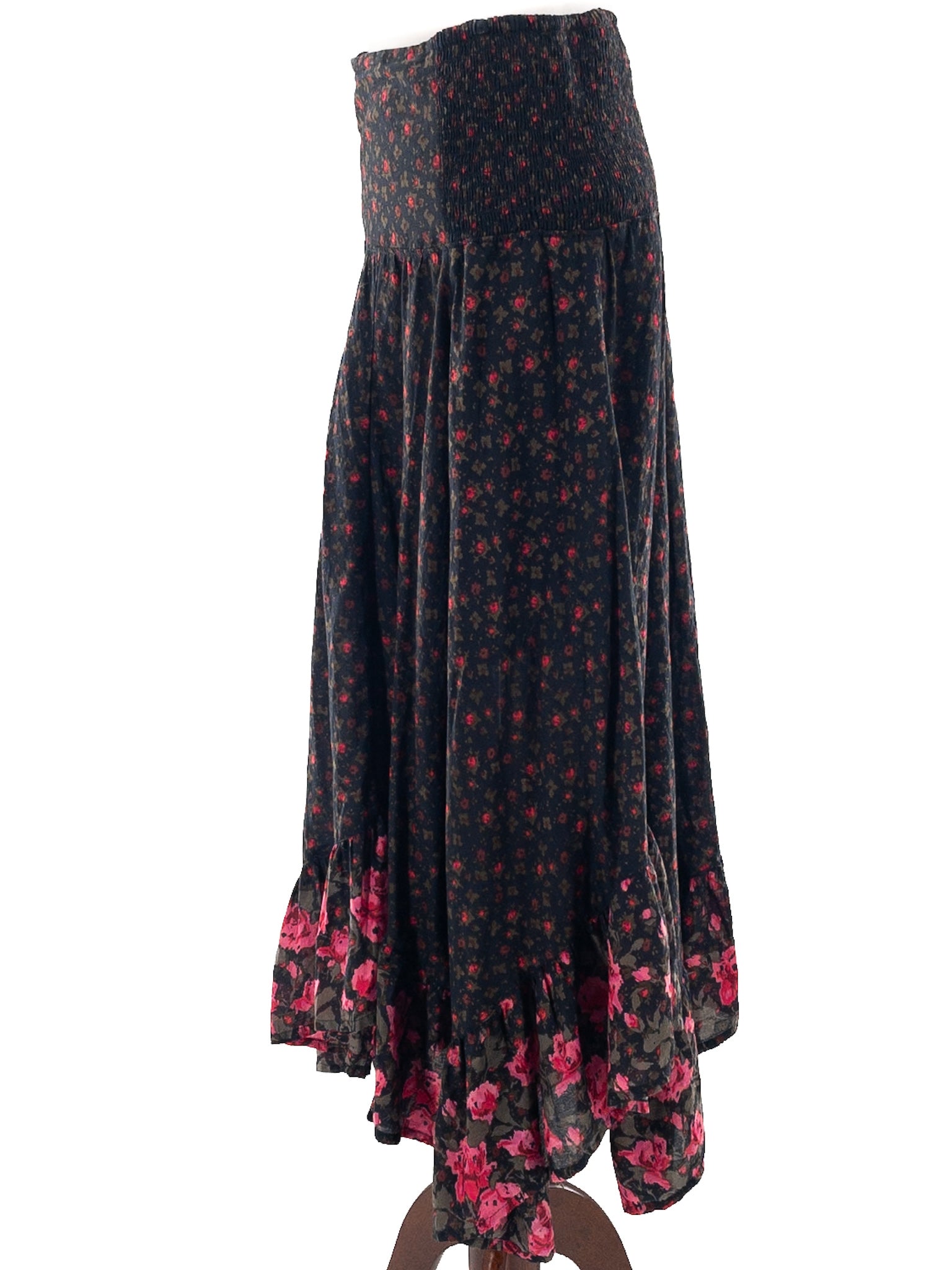 Natural Life Black Multi Floral Cotton Size M Skirt