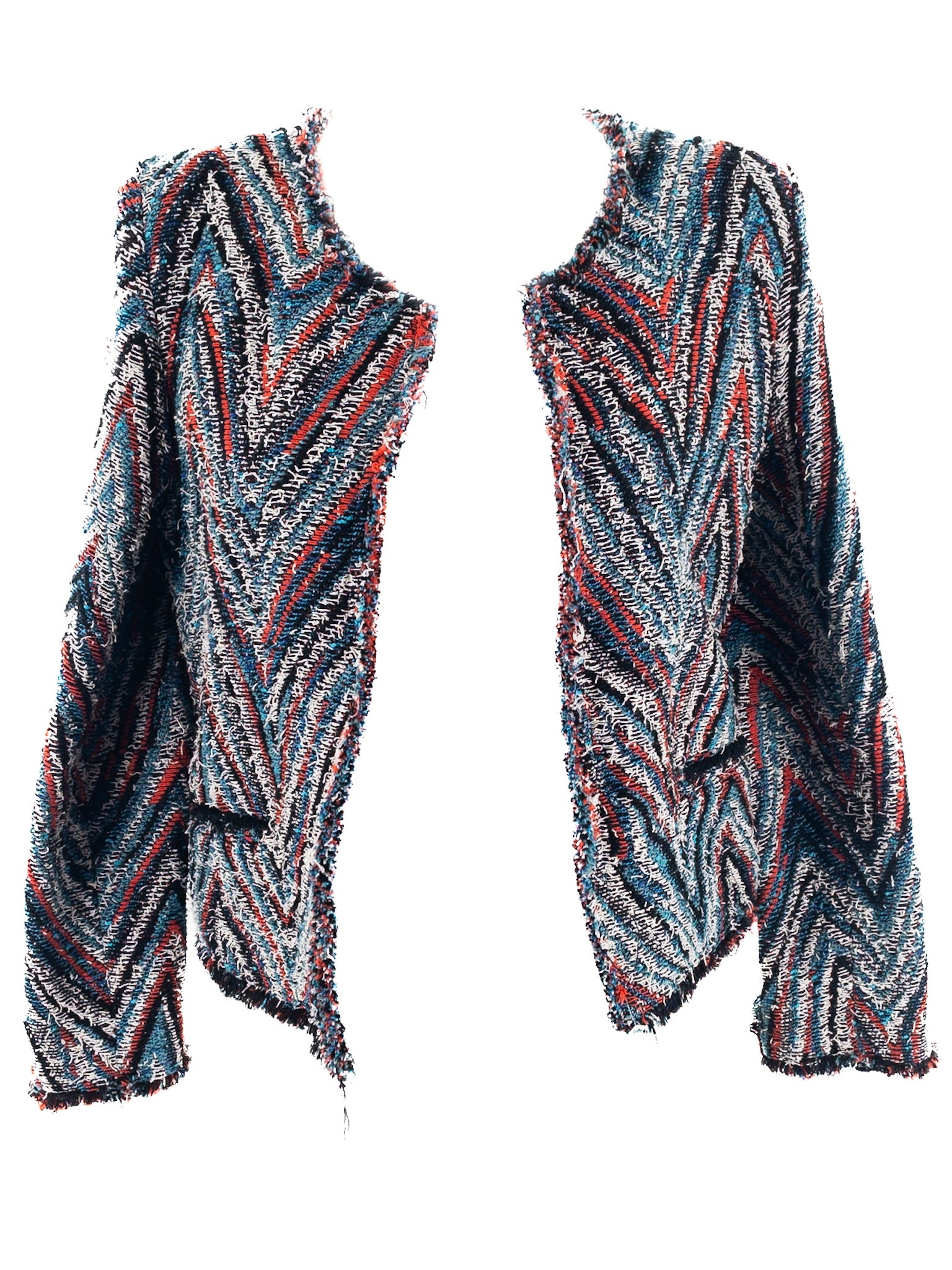 IRO Red White & Blue Chevron Polyester Blend Size 8 Cardigan