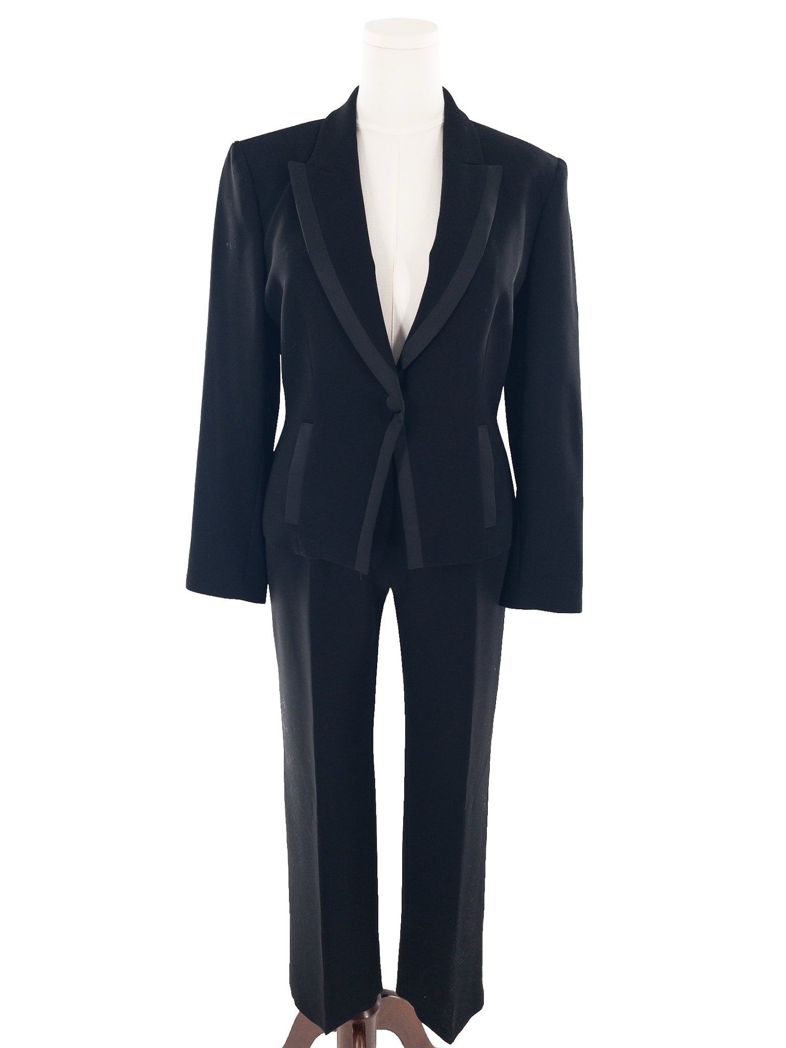 Albert Nipon Black Triacetate Trouser Size 10P Pants Suit