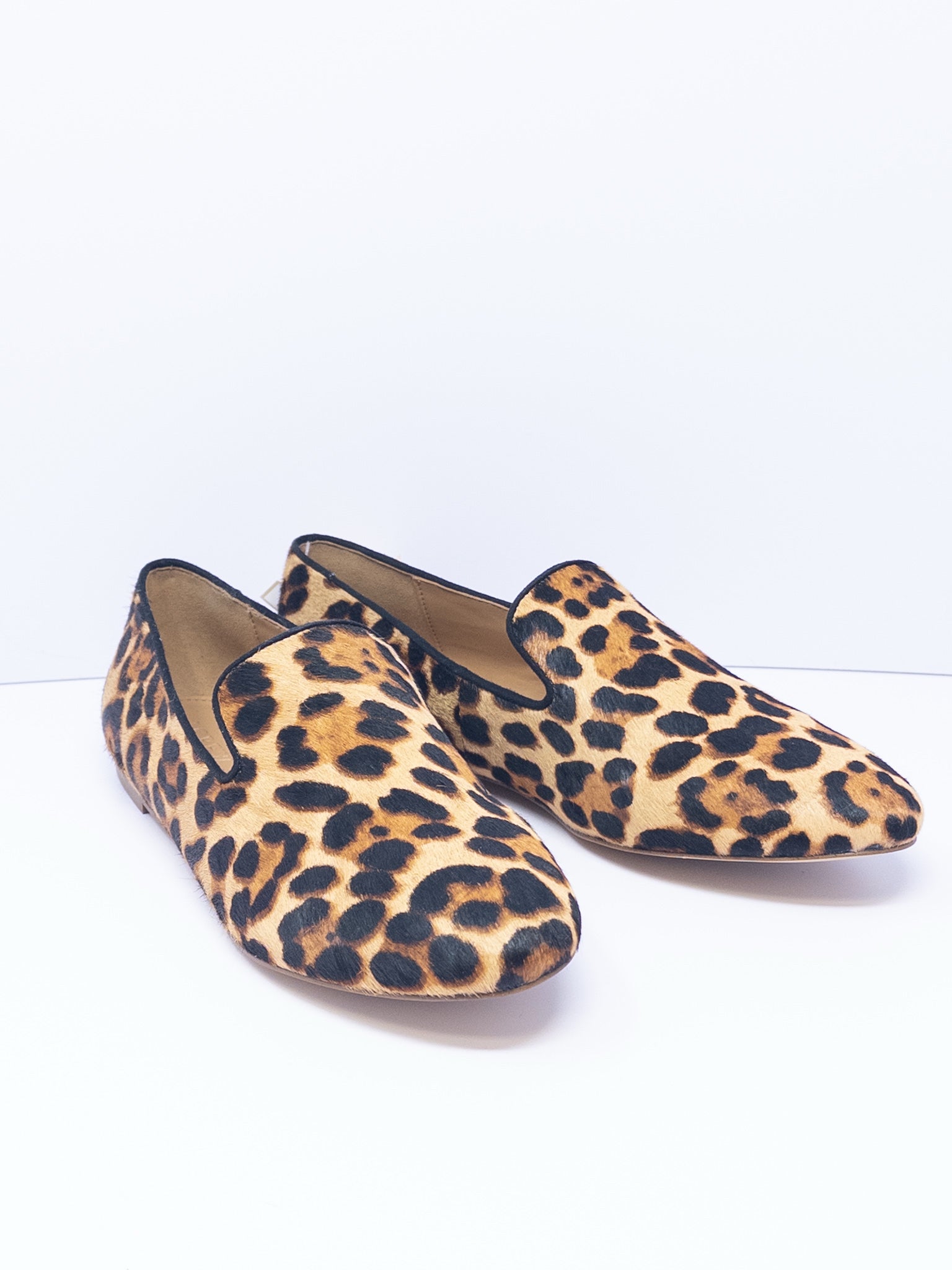 J Crew Black Tan Cheetah Print calf hair 9 Flats