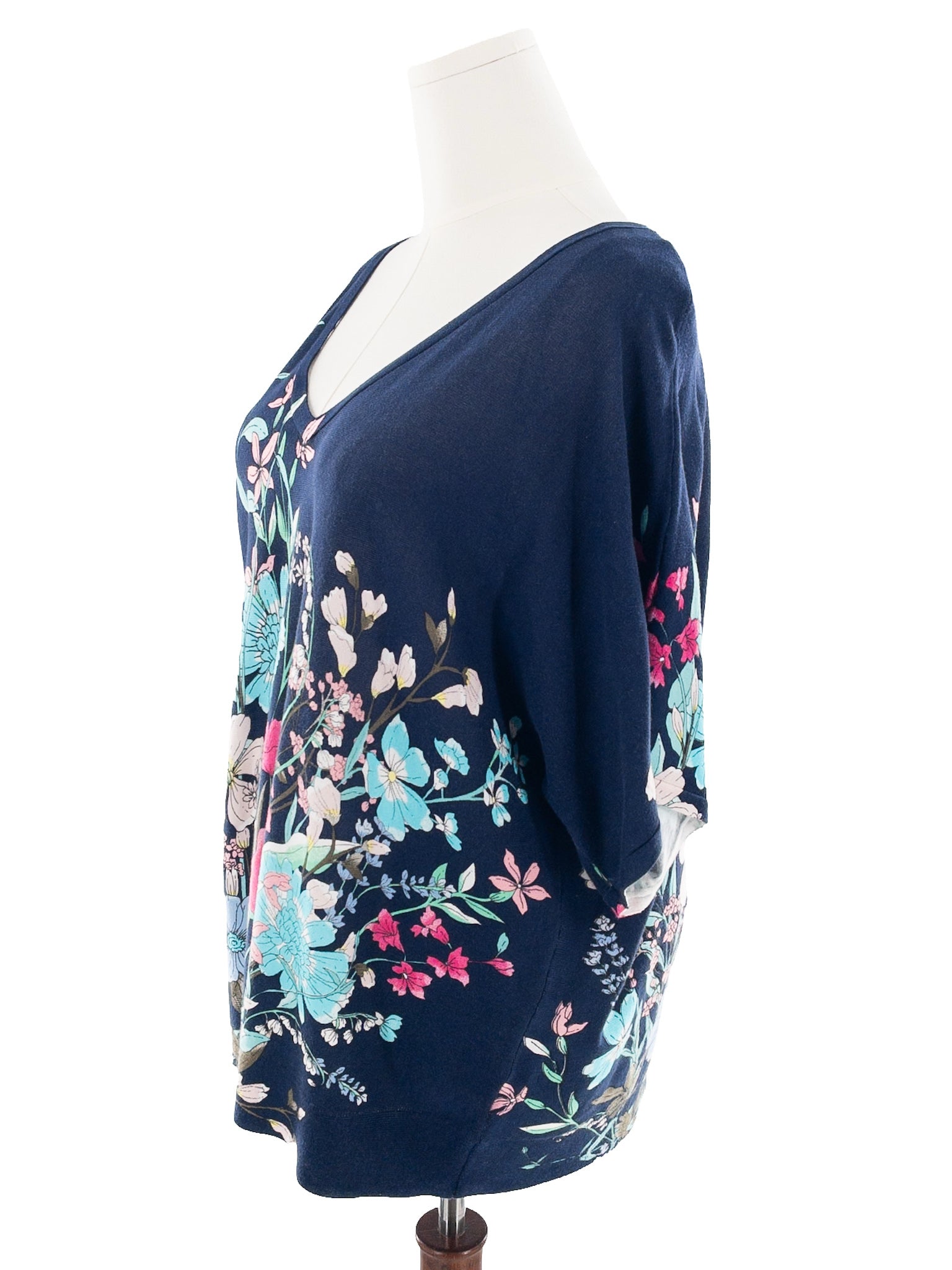 Talbots Navy Multi V Neck Cotton Blend Size 2X Sweaters