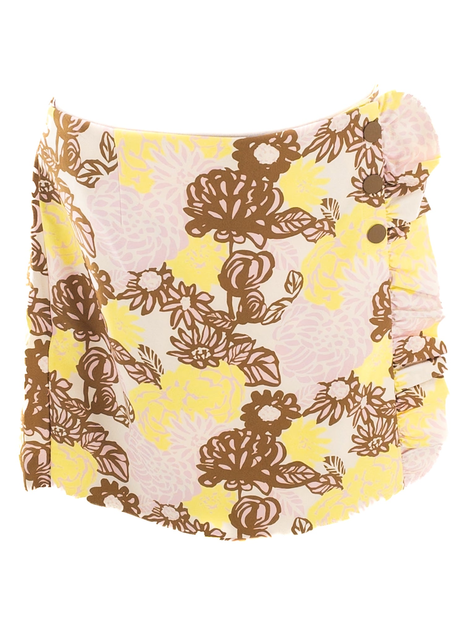 Tory Burch Yellow Tan Floral Polyester Blend Size M Skort
