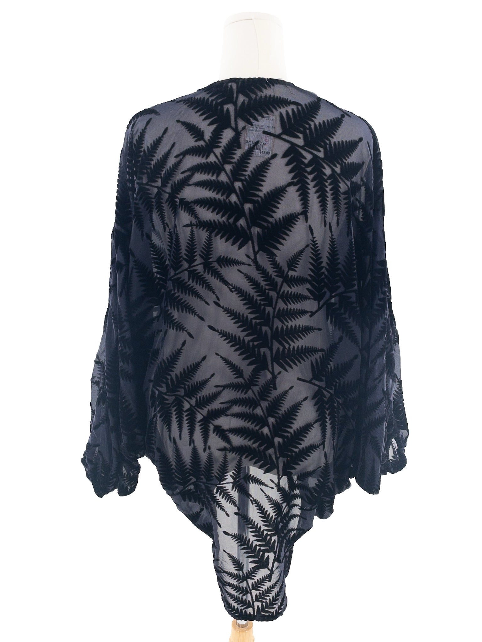 Floreat Navy Open Front Sheer Bat Sleeve Size One Size Blouse