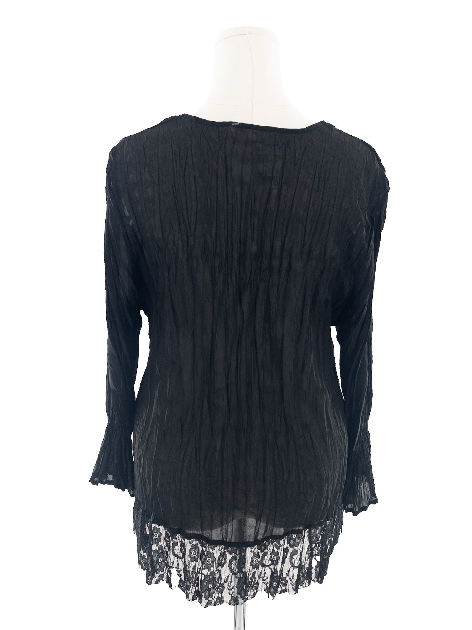 Black Lace Long Sleeve Size L Blouse