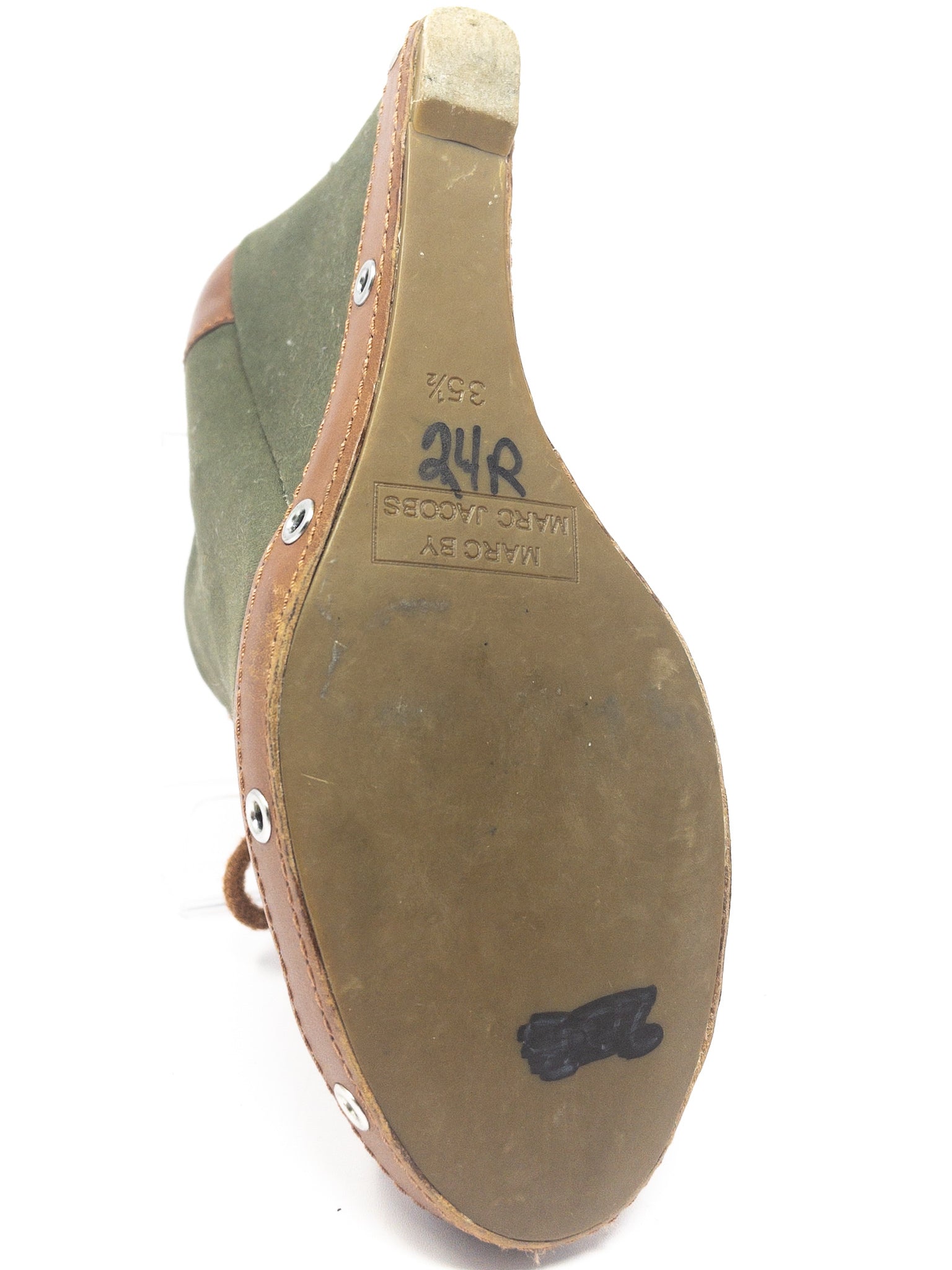 Marc Jacobs Olive Brown Tie Fabric 5 Wedge