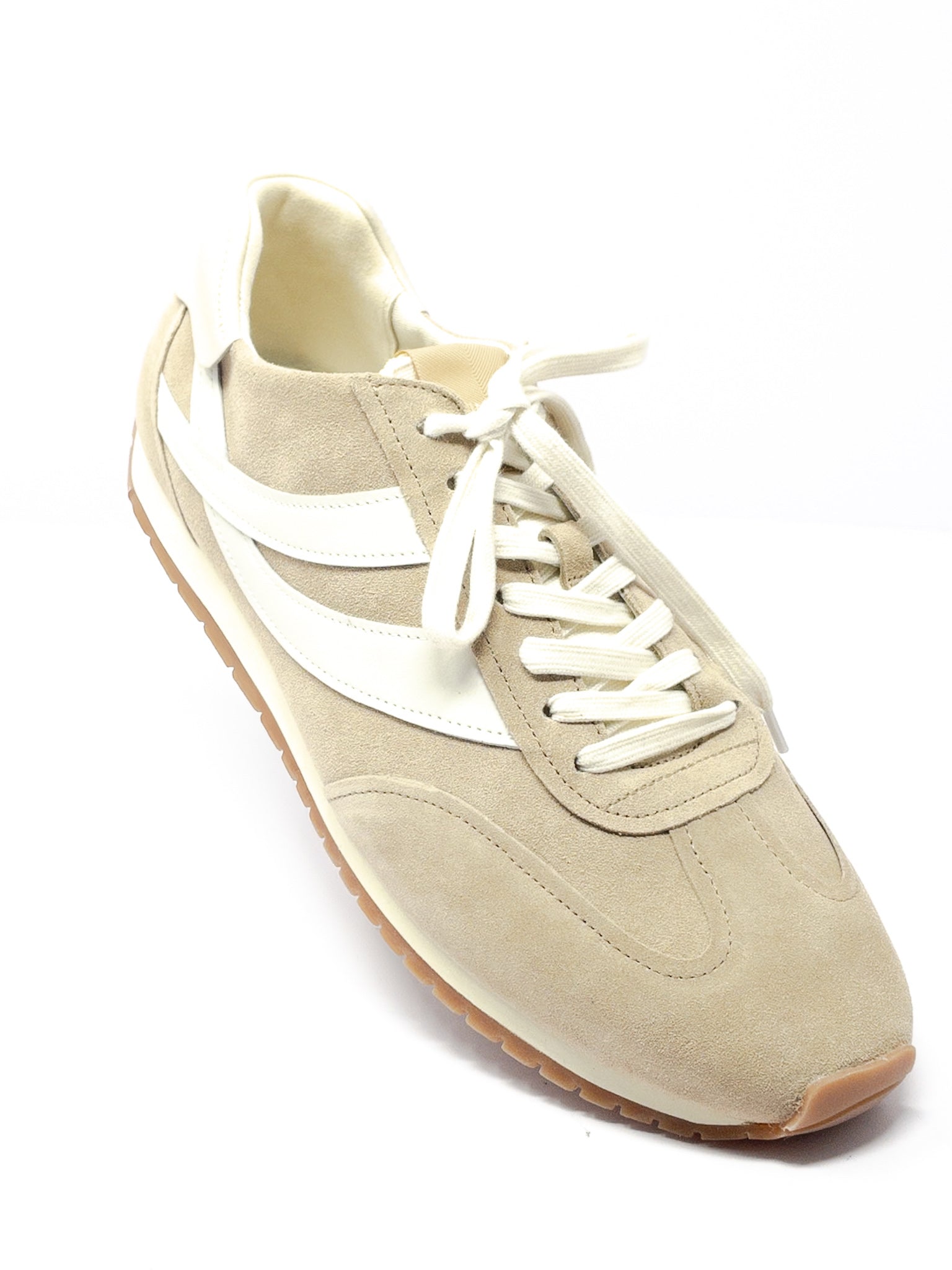 Vince Tan Ivory Stripe Suede 12 Sneakers