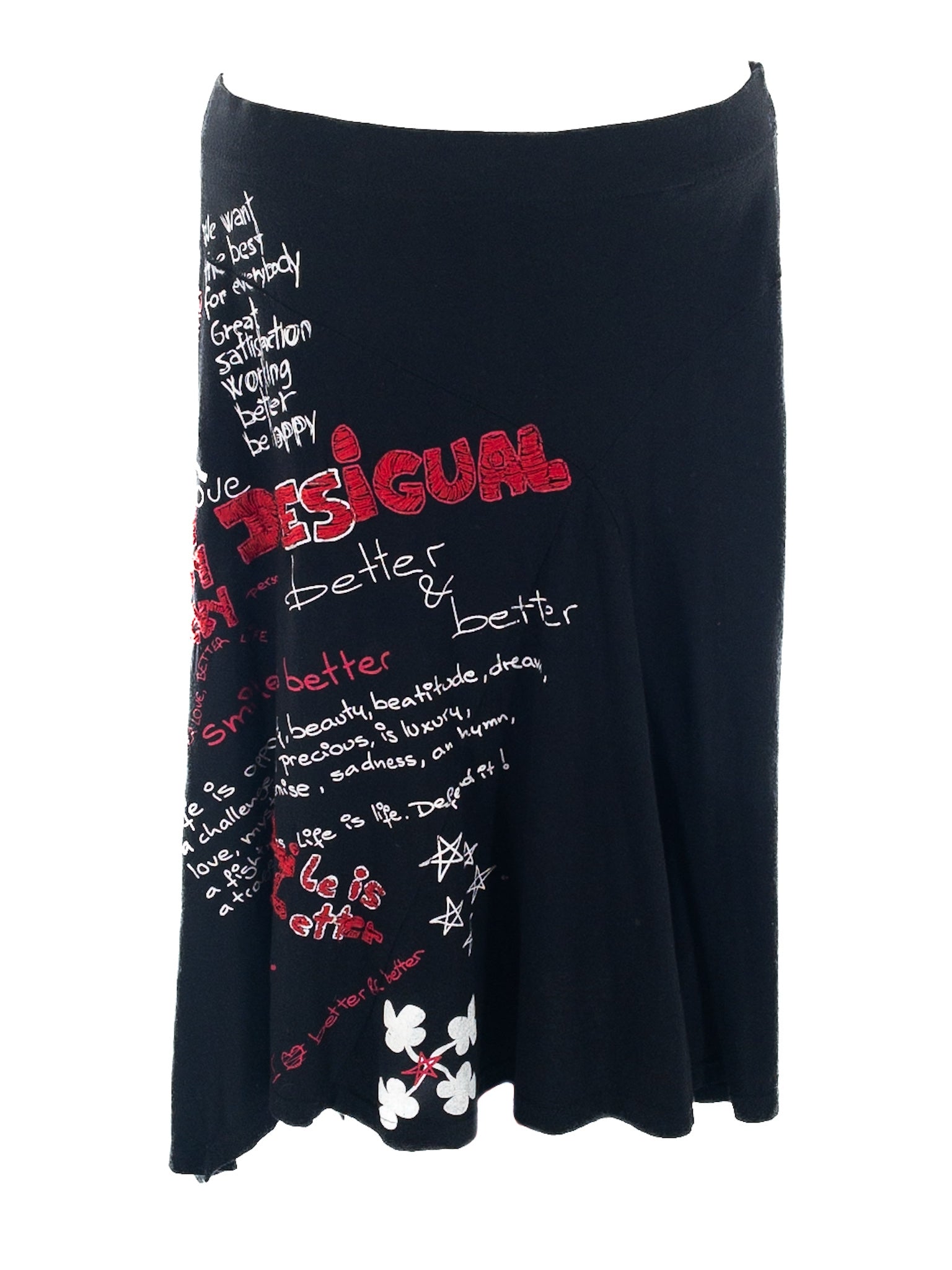 Desigual Black Red Letters Jersey Size S Skirt
