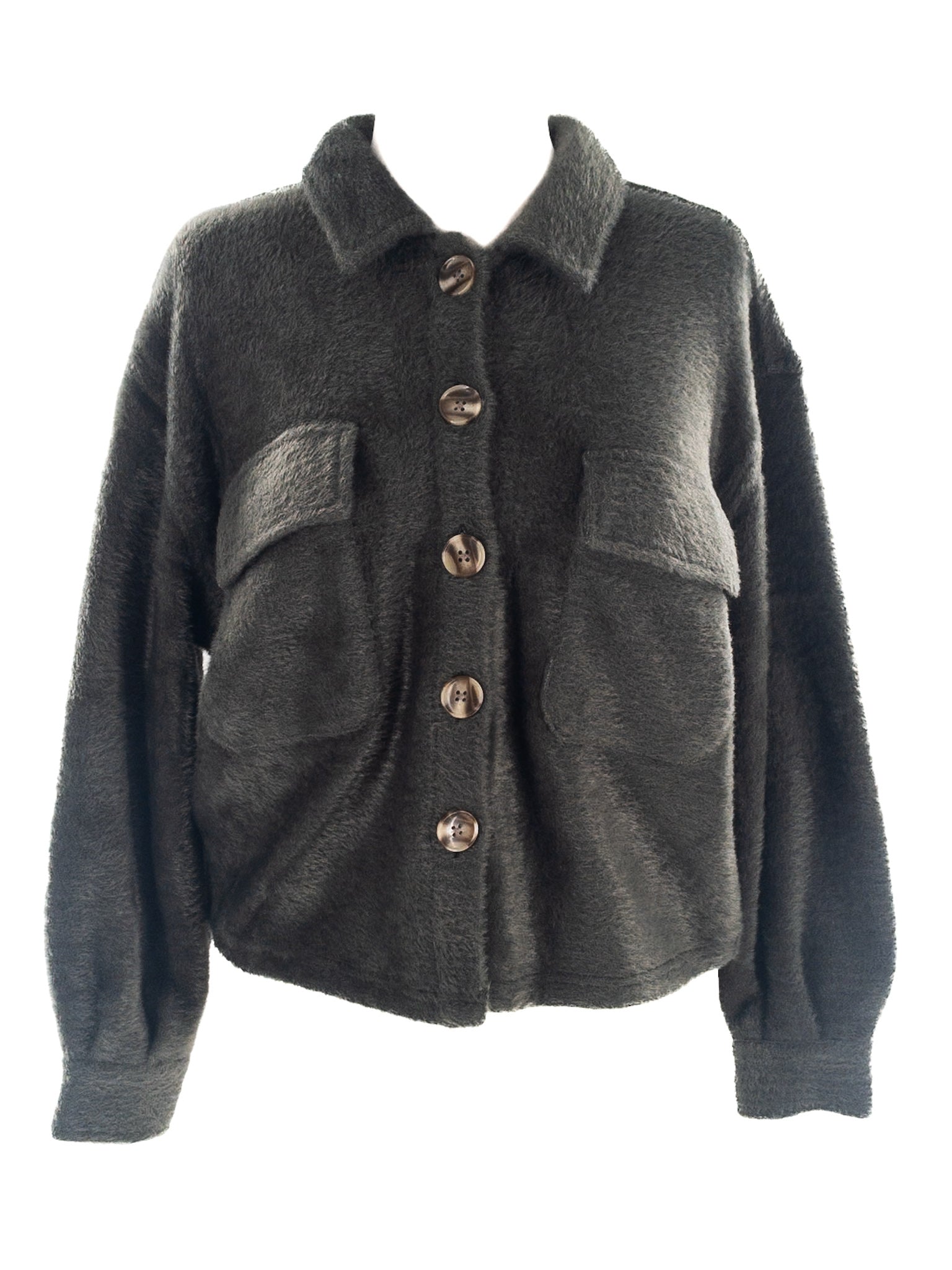 Z Supply Slate Fuzzy Nylon Blend Long Sleeve Size M Blouse