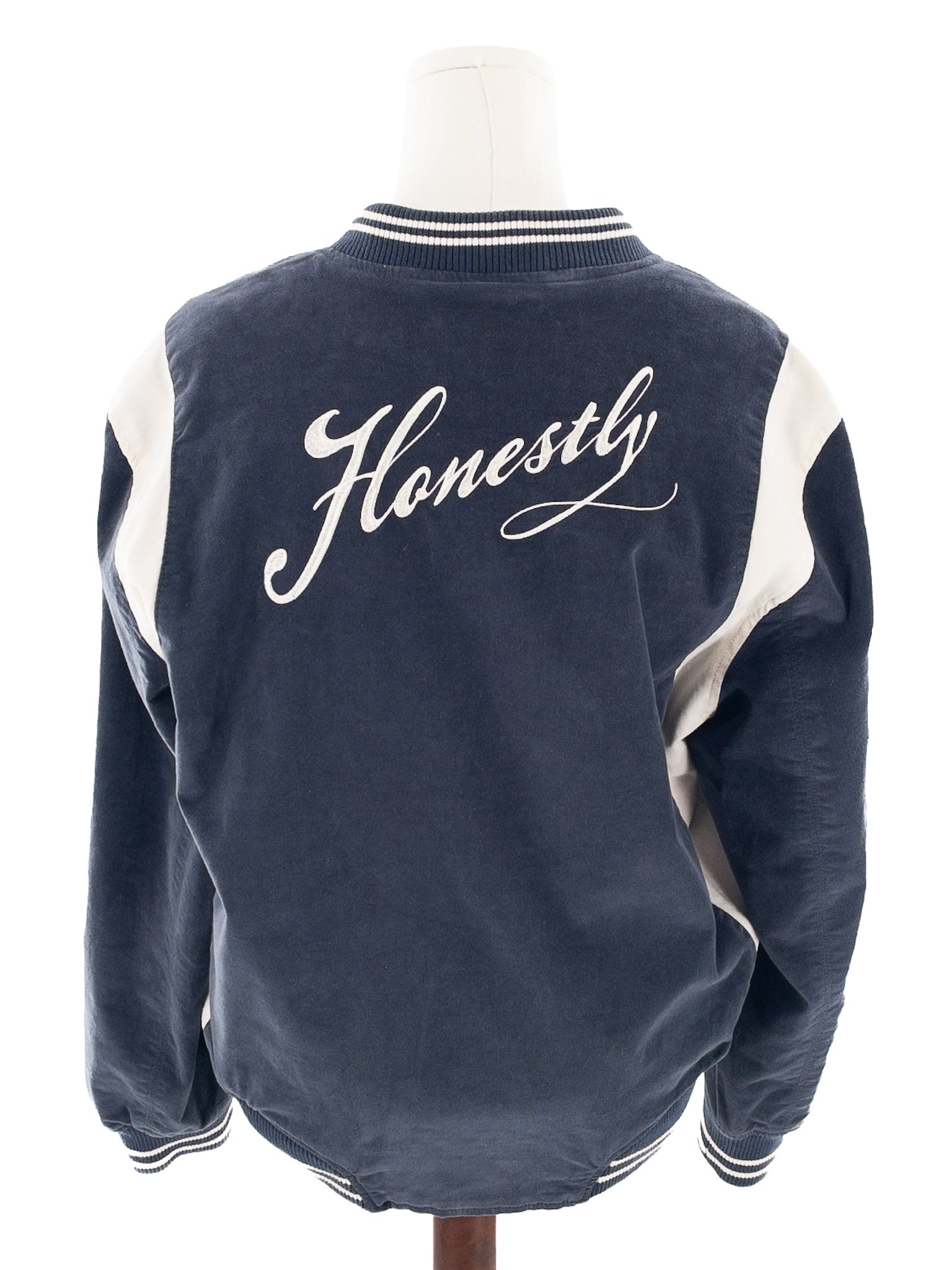 American Eagle Blue White Bomber Faux Suede Size XL Jacket