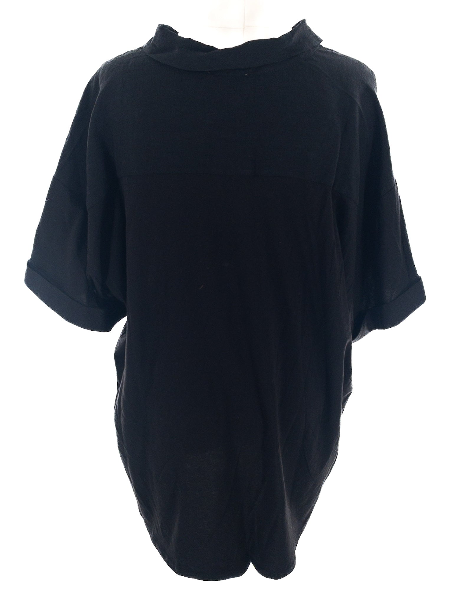 Calvin Klein Black Linen Blend Short Sleeve Size 1X Blouse