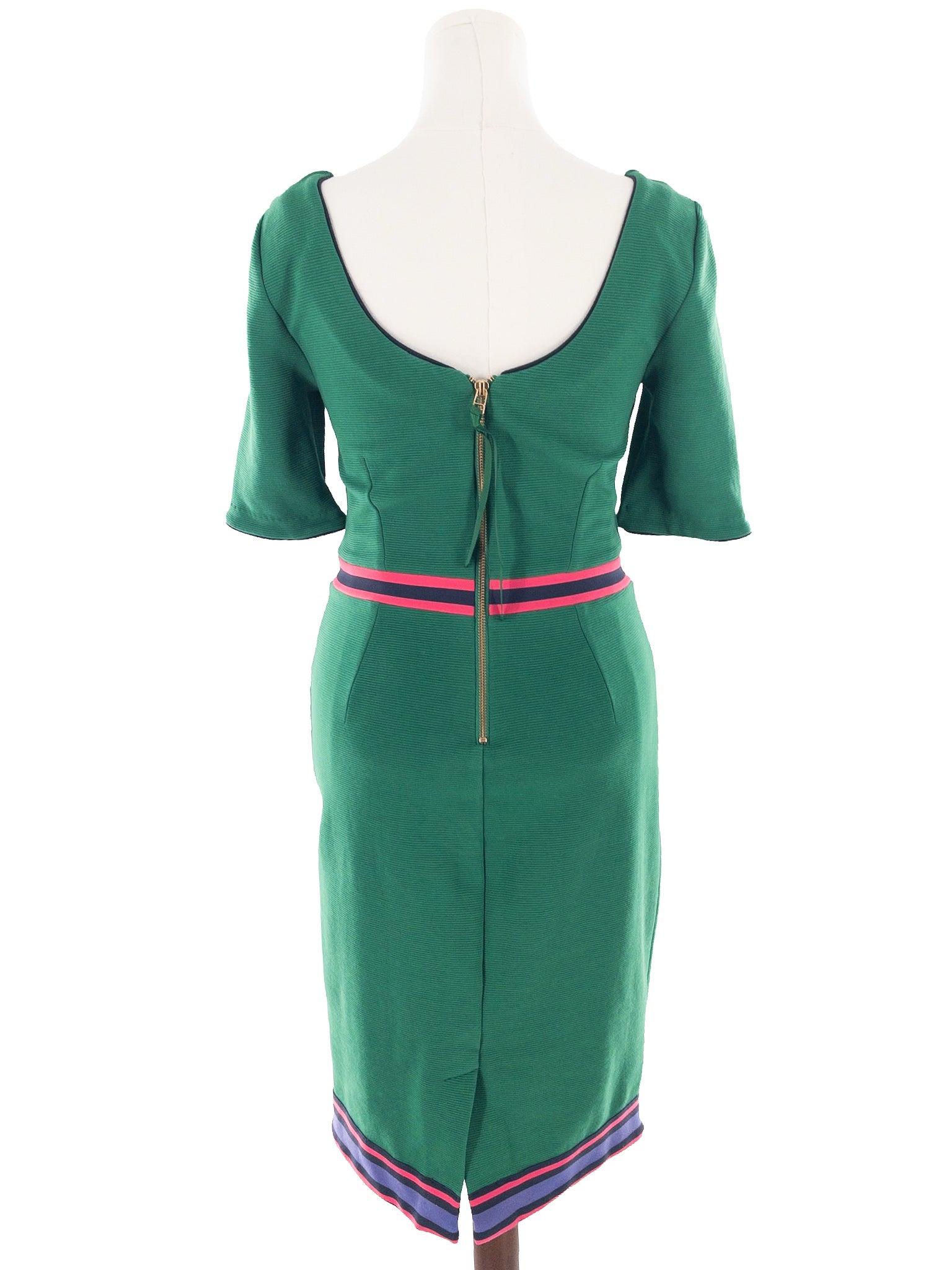Boden Green Elastic Band Polyester Blend Short Sleeve Size 8 Dress