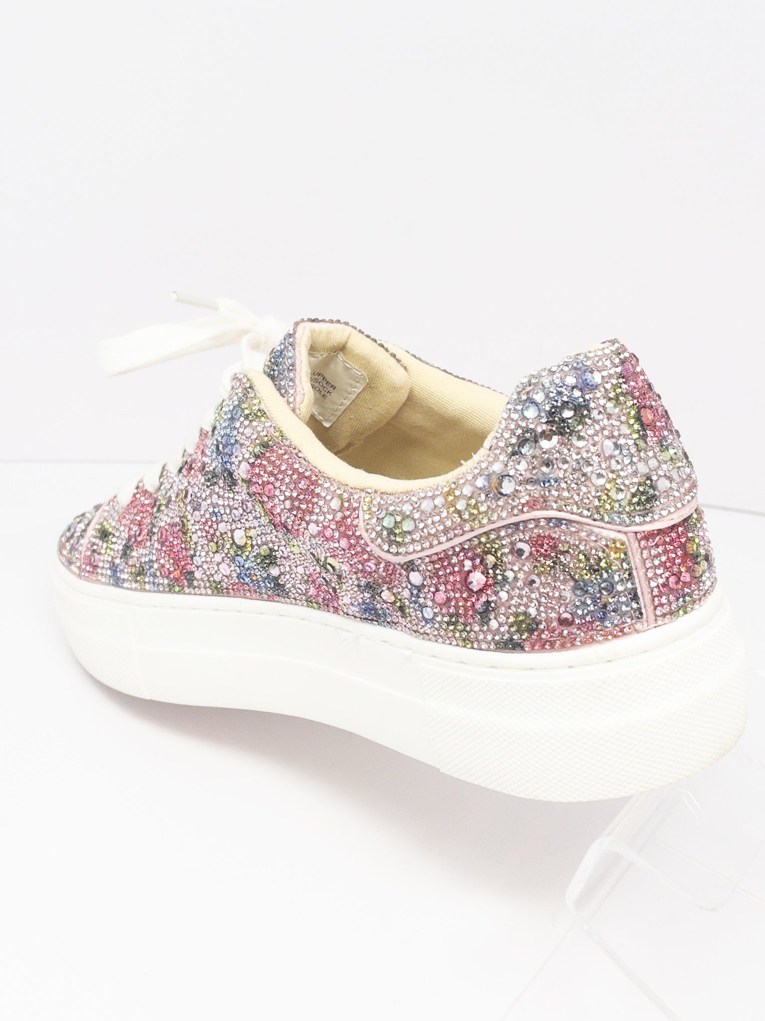 Betsey Johnson Pink Multi Embellished Leather 7 Sneakers