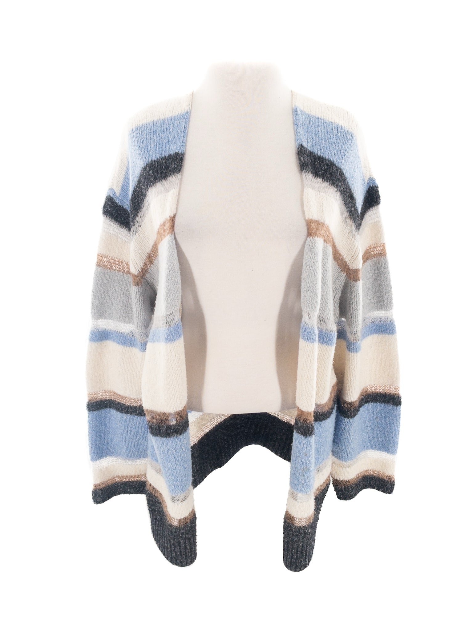 Veronica Beard Blue Cream Stripe Wool Blend Size S Cardigan
