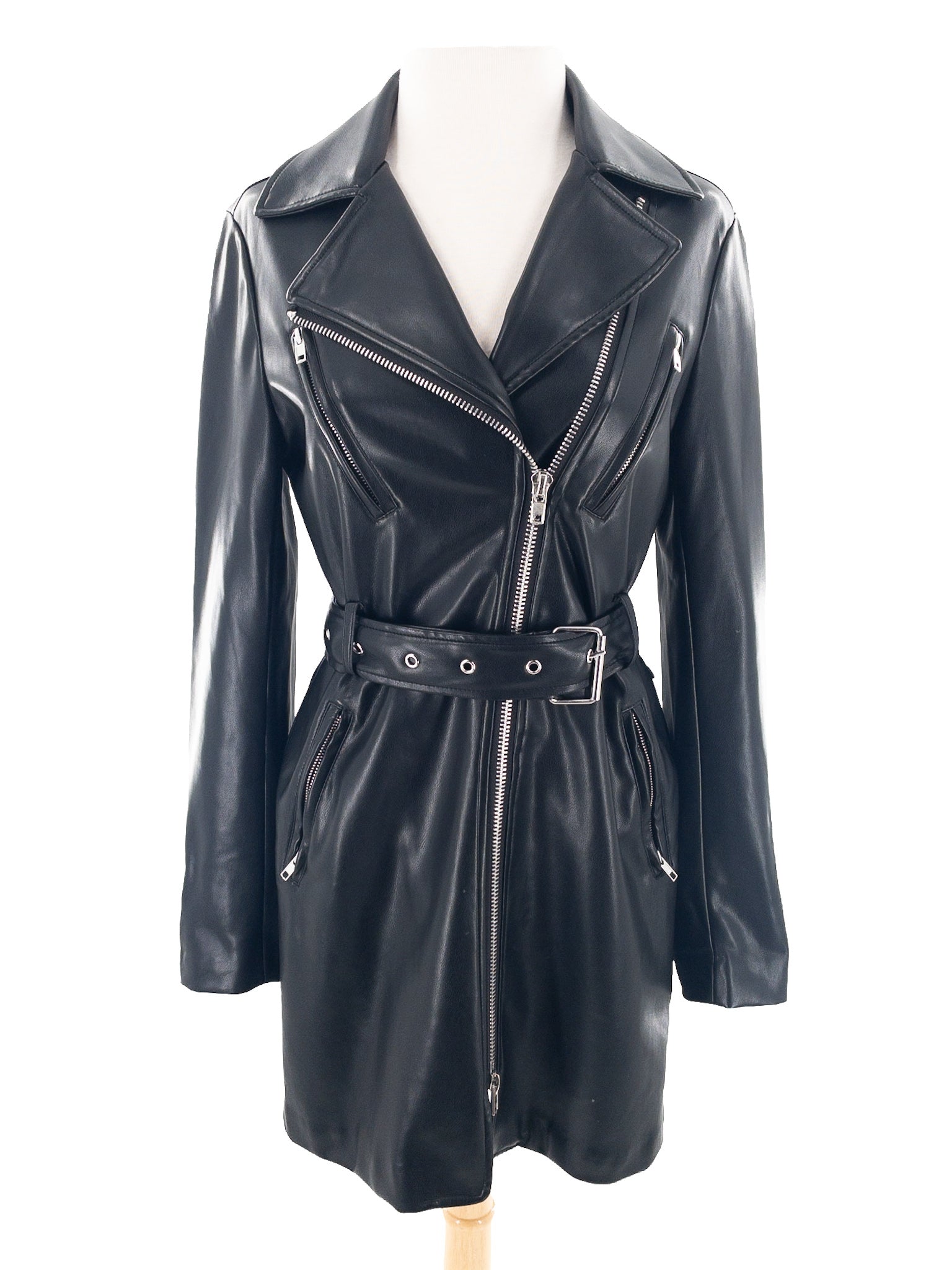 Dolce Cabo Black Moto Faux Leather Size XS Coat