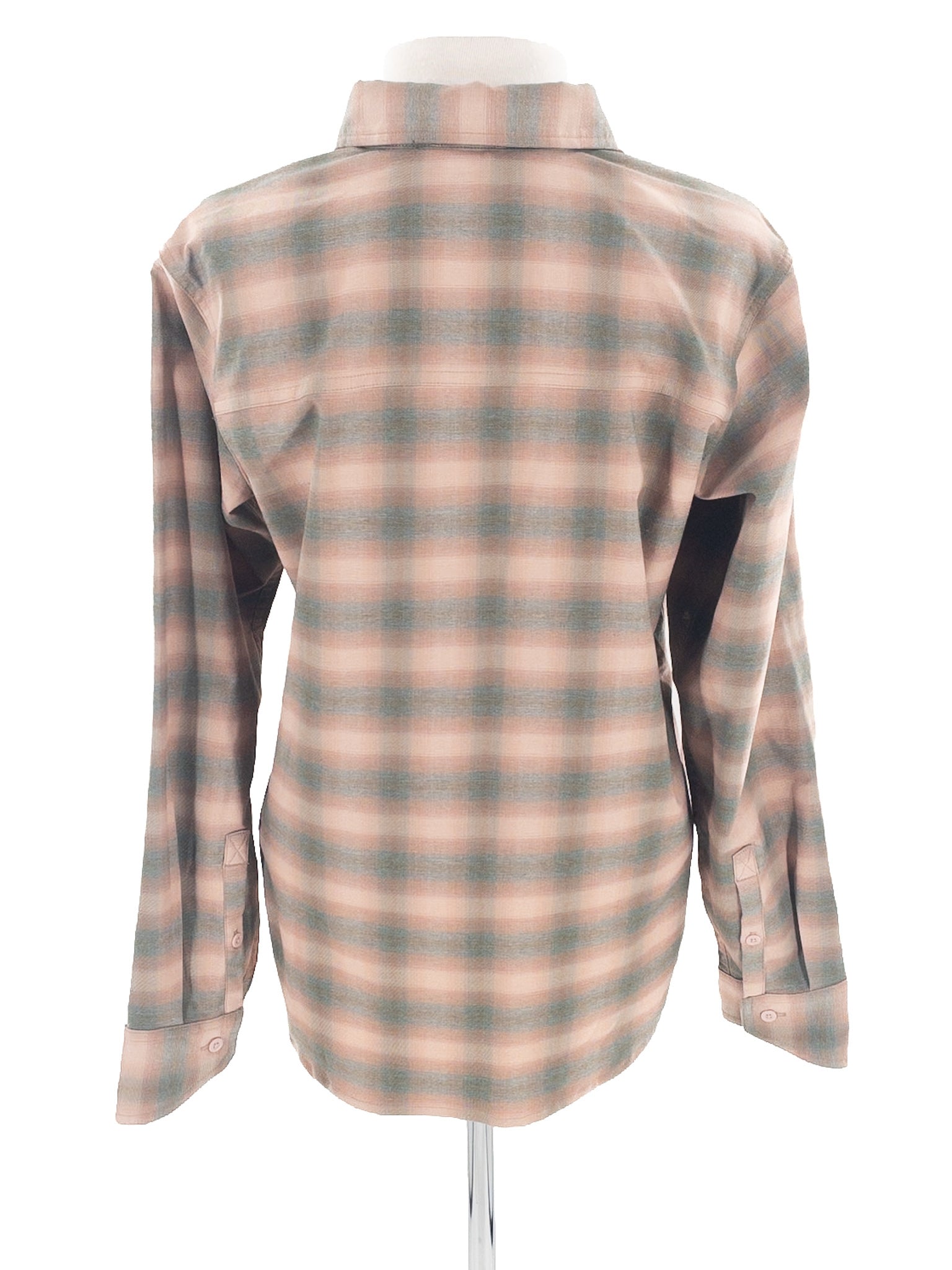 REI Blush Gray Plaid Polyester Blend Long Sleeve Size M Blouse