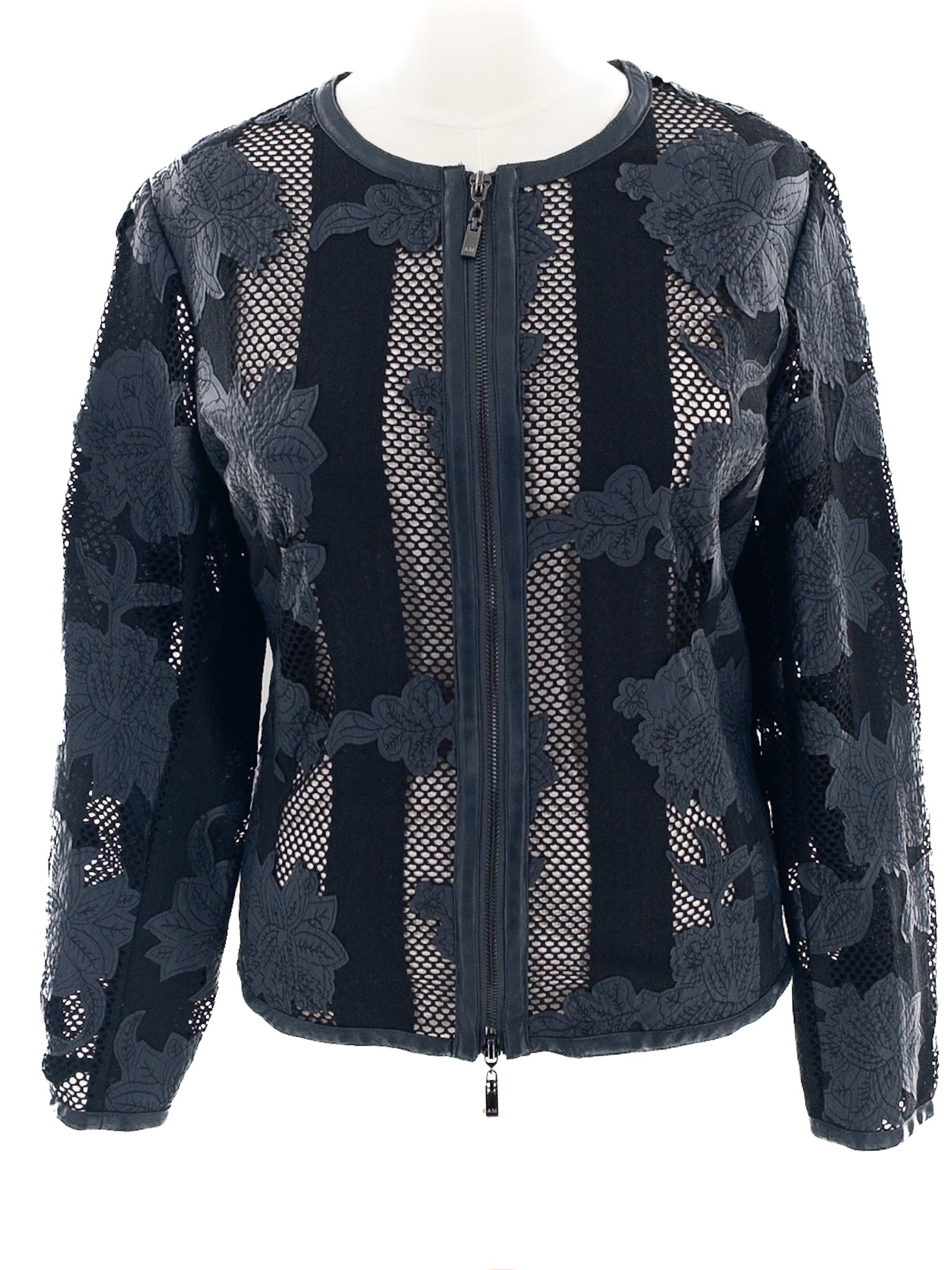 Alberto Makali Navy Black Mesh Mixed Media Size L Blazer