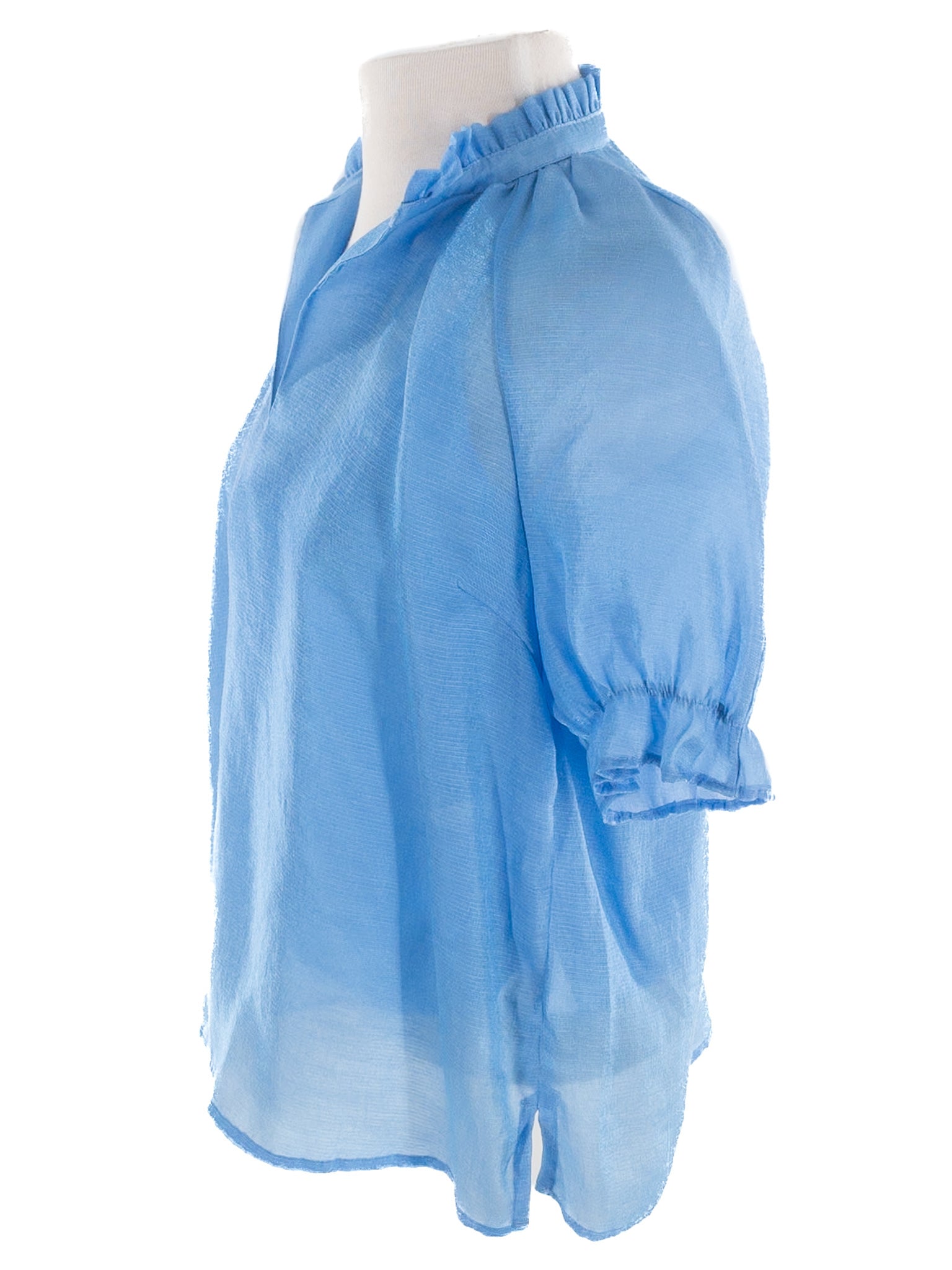 Baum Und Pferdgarten Blue Shimmer Tencel Blend Puff Sleeve Size S Blouse